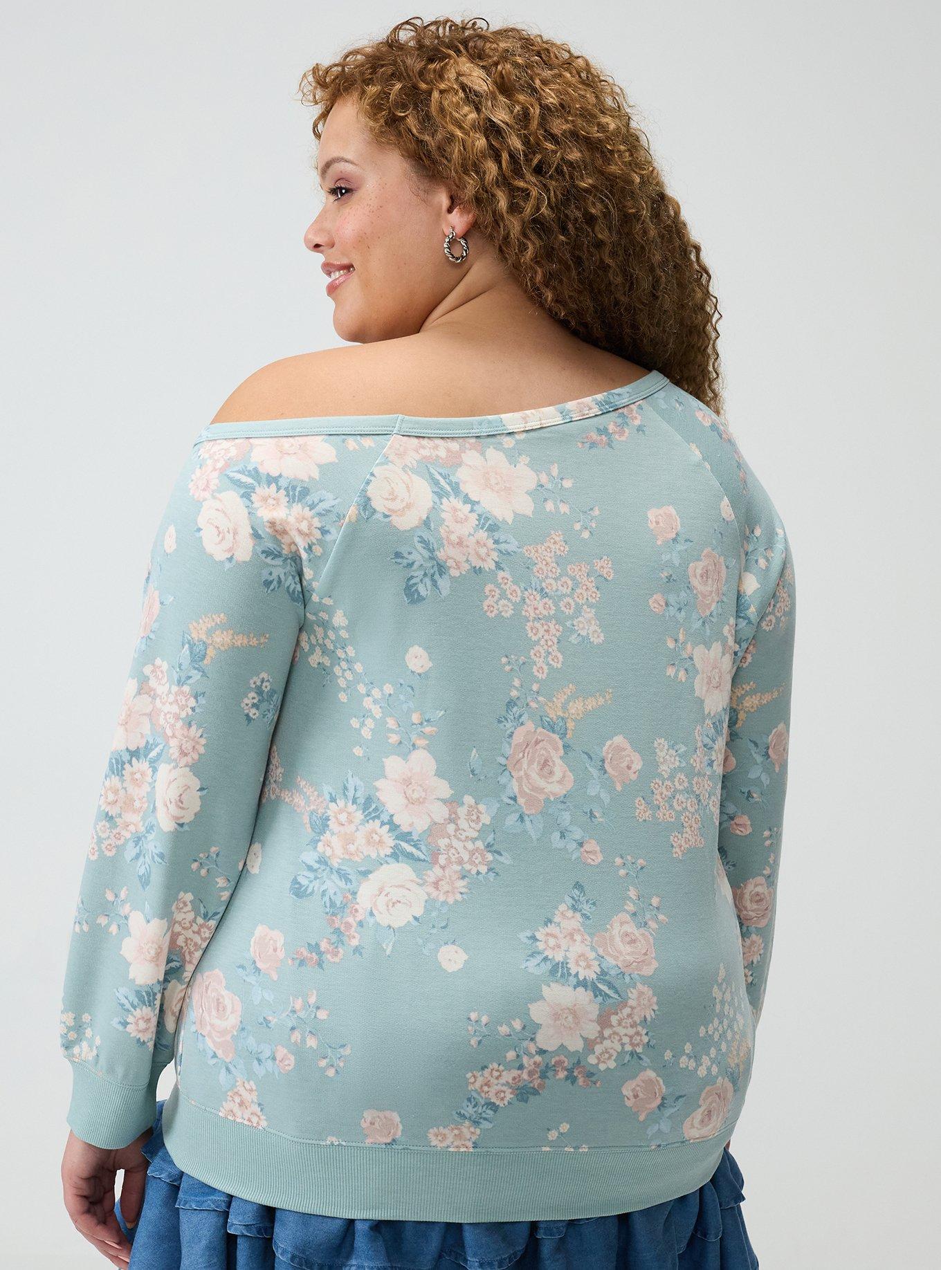Callie Off-Shoulder Sweatshirt, WILD BOUQUET MINT, alternate