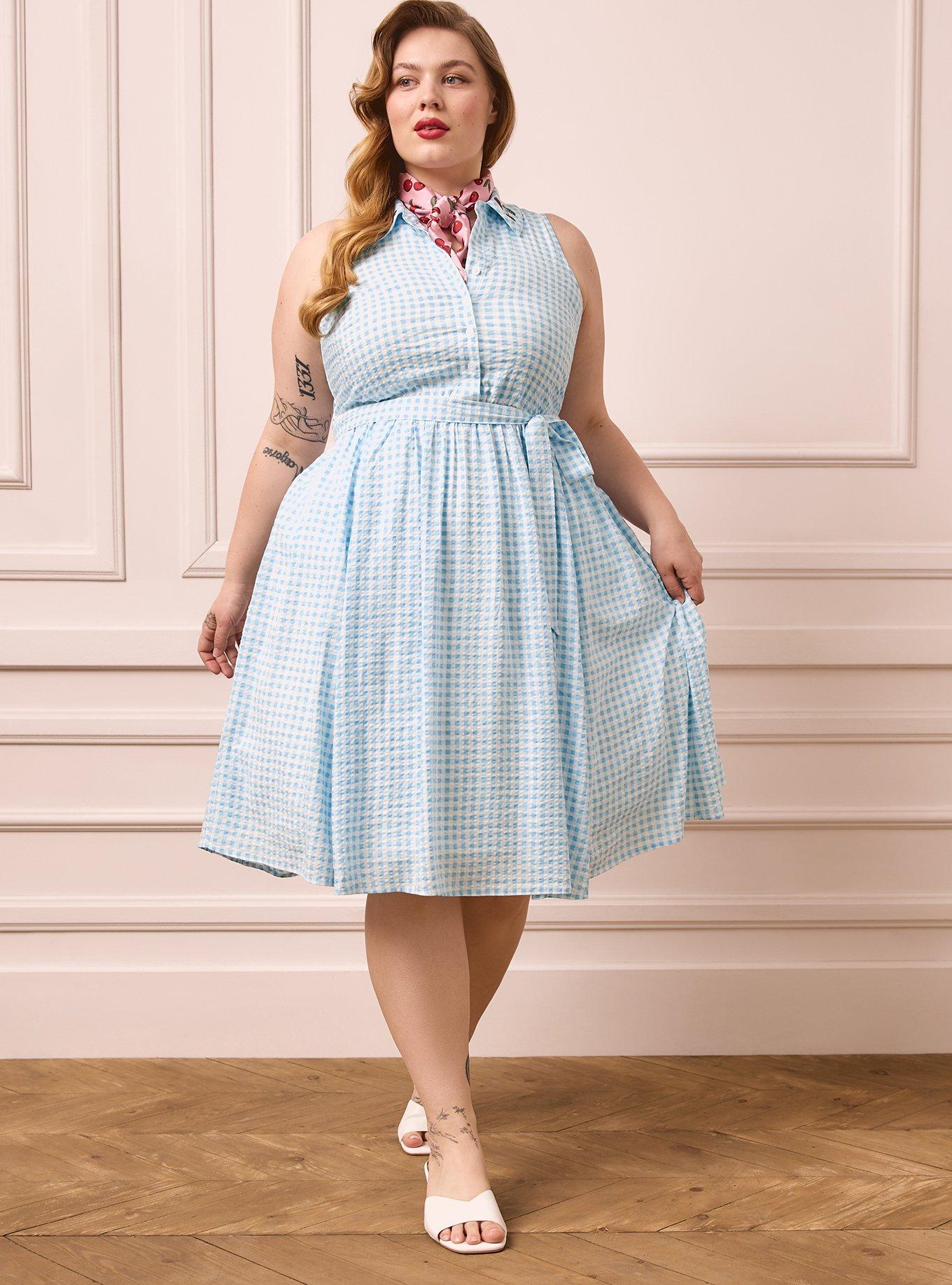 Plus Size - Retro Chic Collared Knee Length Dress - Torrid