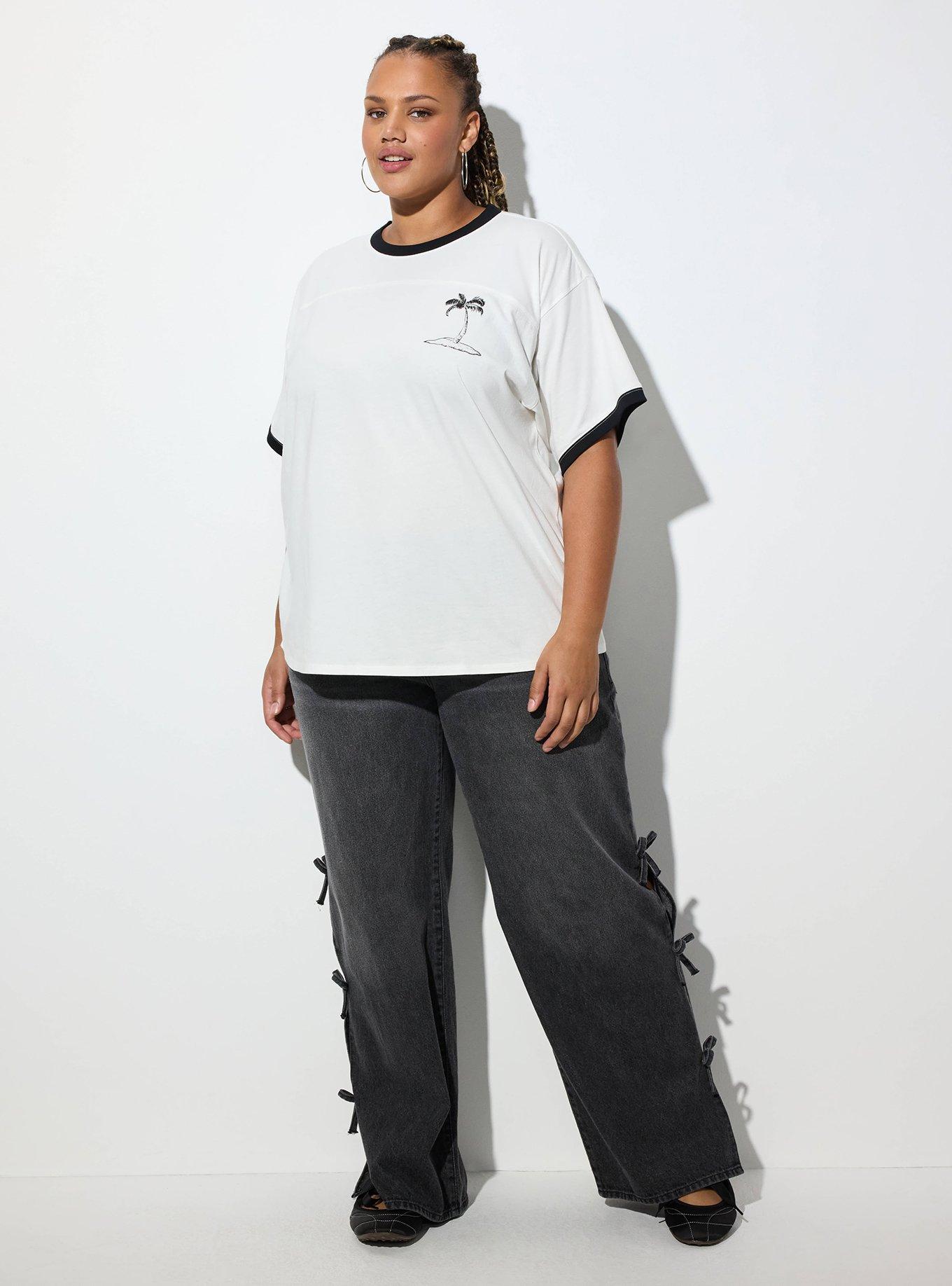 Plus Size LoveSick Oversized Boyfriend Crew Tee, DEEP BLACK CLOUD DANCER, alternate