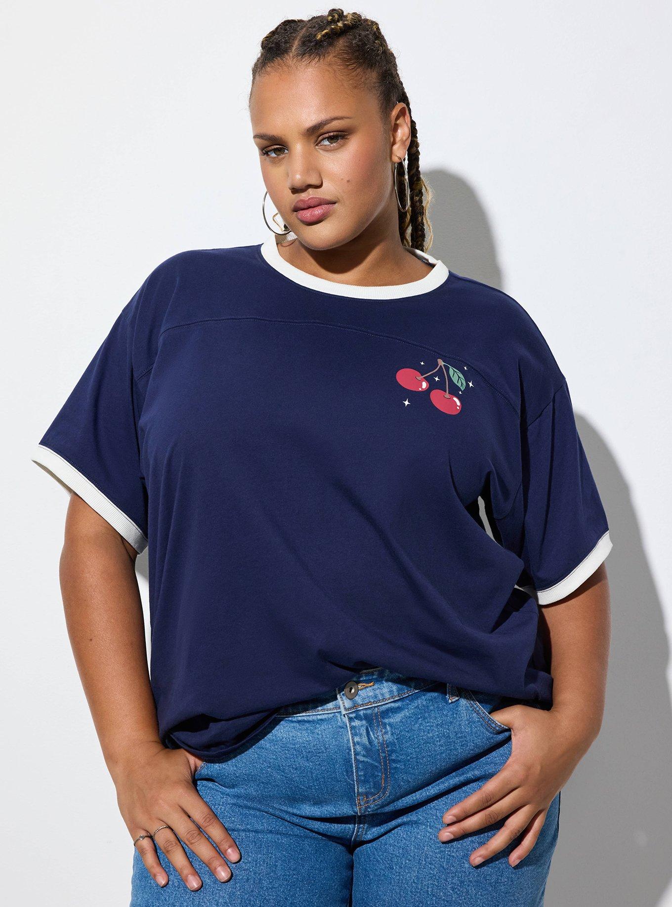 Plus Size LoveSick Oversized Boyfriend Crew Tee, CHERRY STARS PEACOAT, alternate
