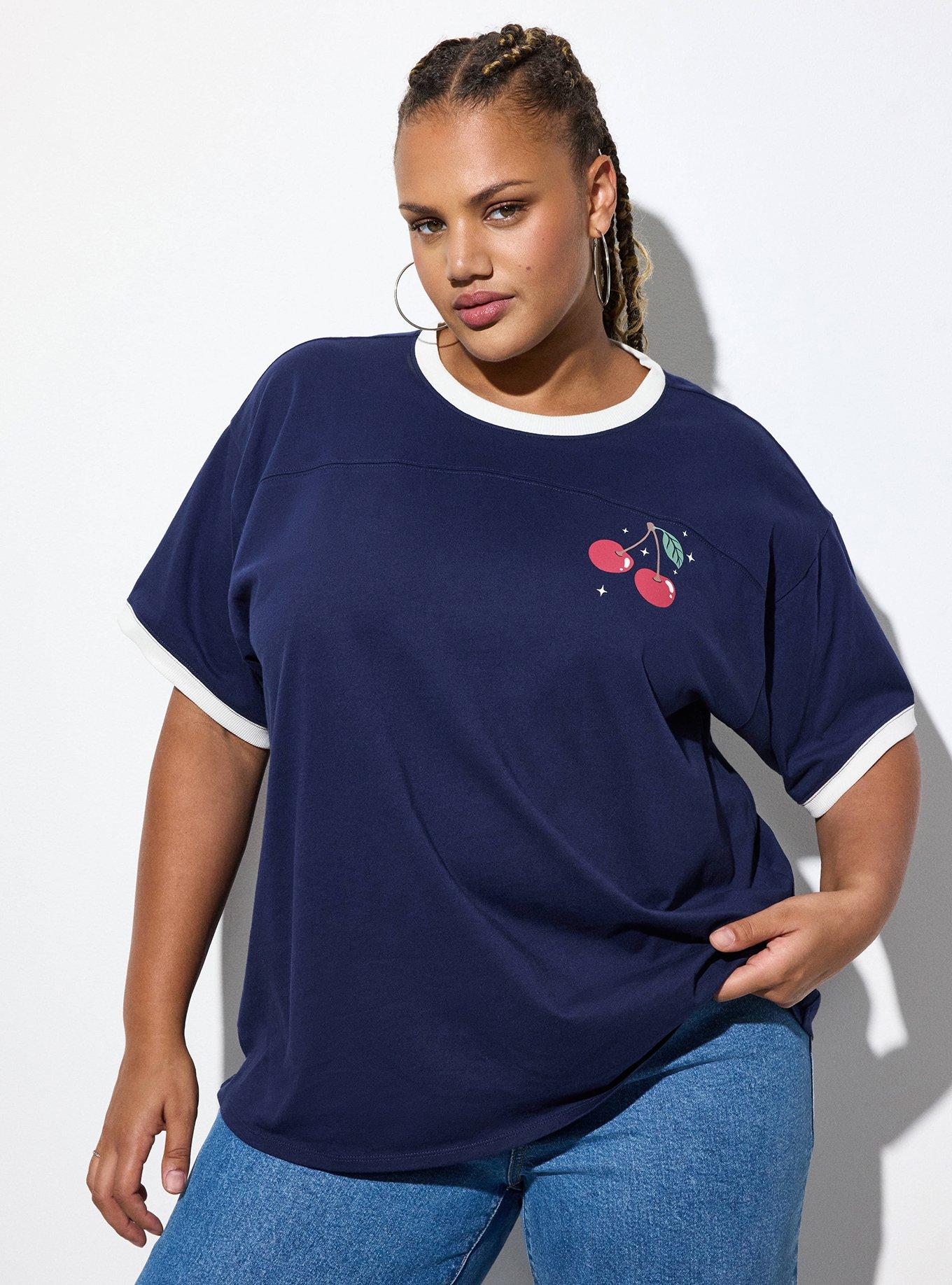 Plus Size LoveSick Oversized Boyfriend Crew Tee, CHERRY STARS PEACOAT, hi-res