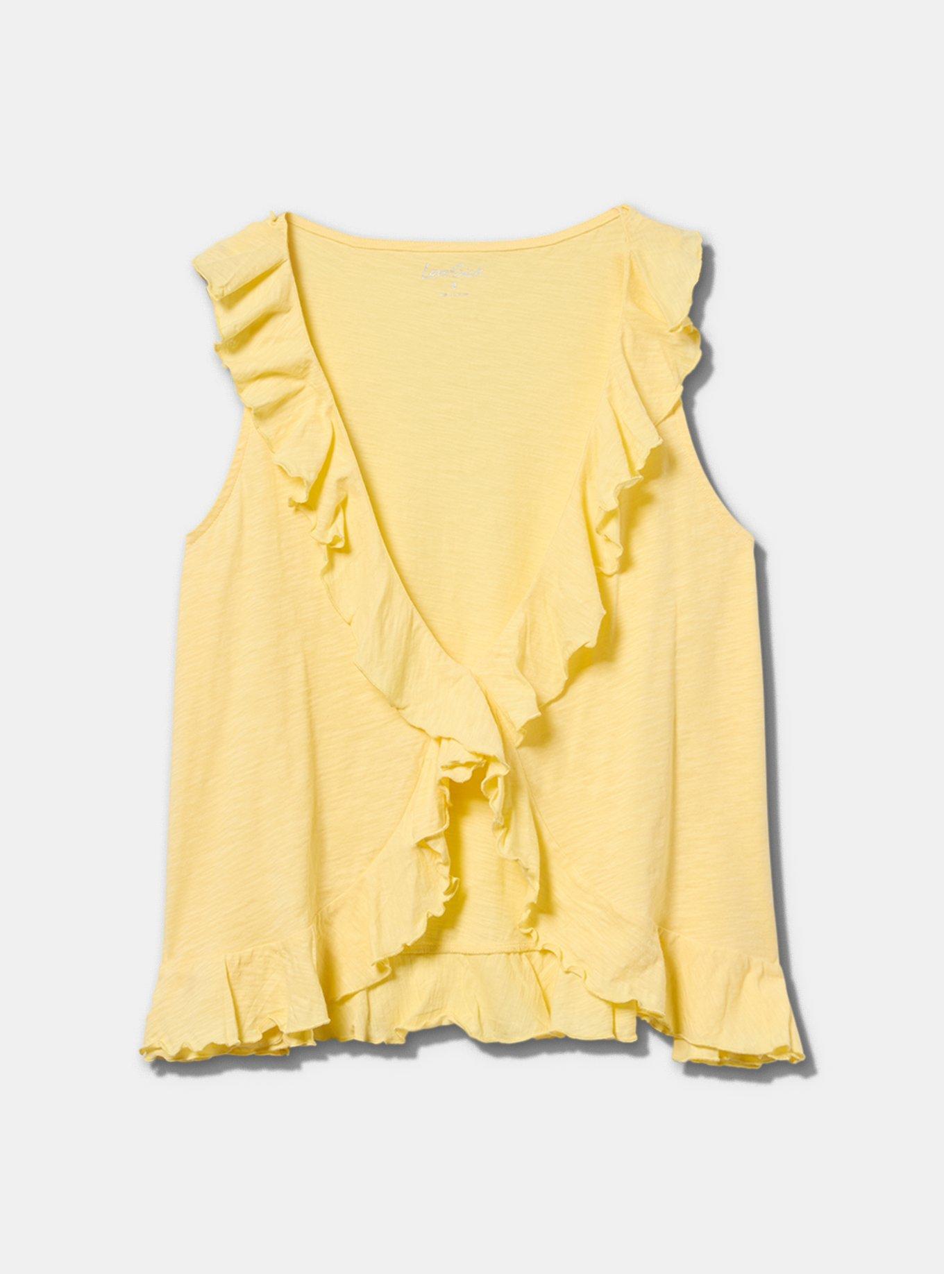 LoveSick Ruffle Tank, MELLOW YELLOW, flat