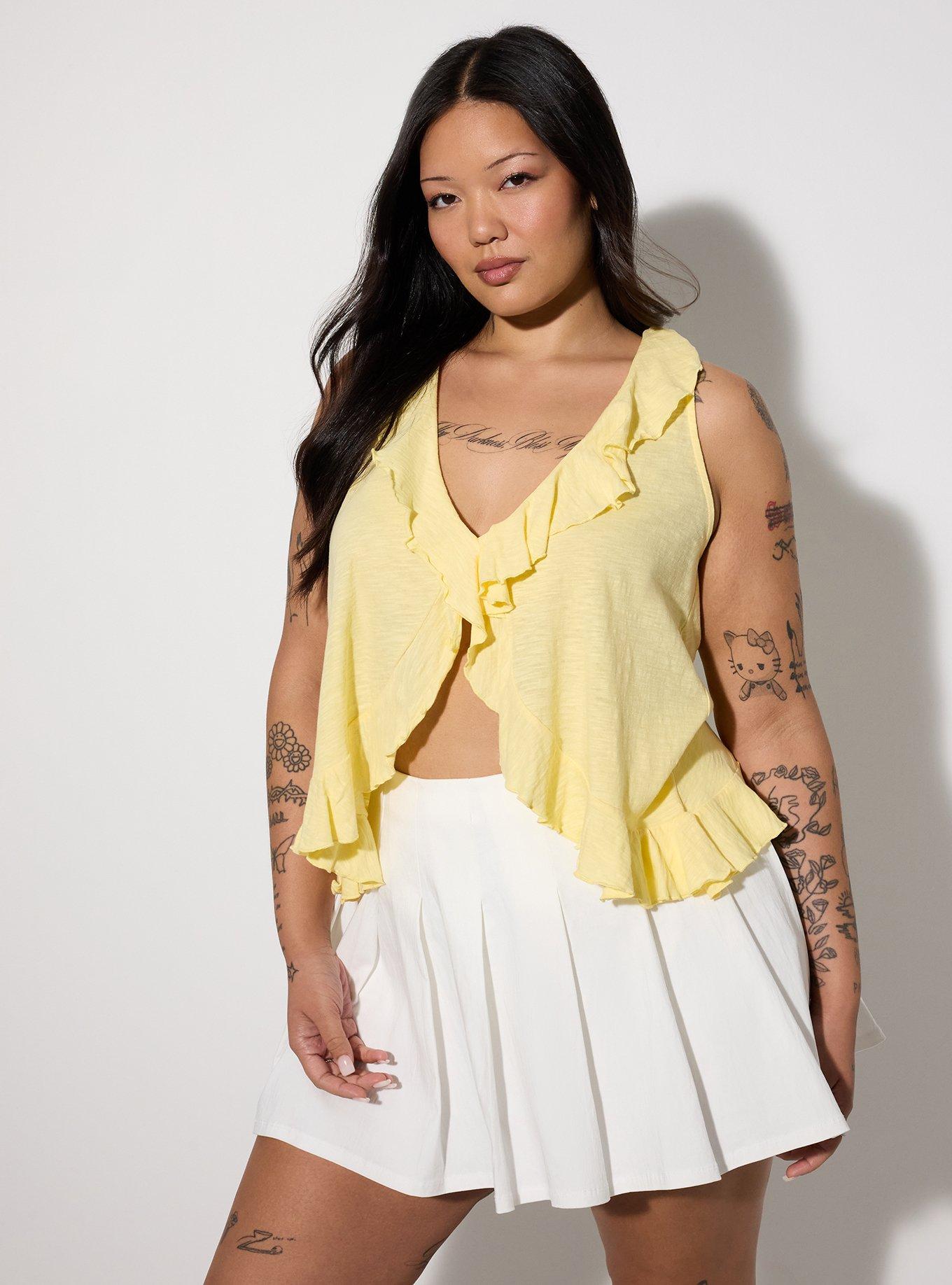 LoveSick Ruffle Tank, MELLOW YELLOW, hi-res
