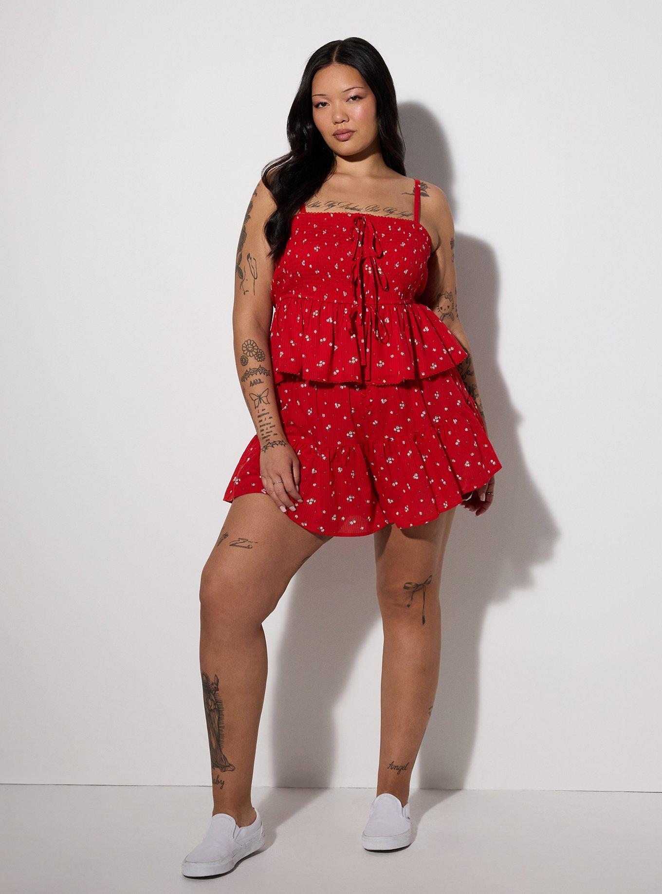 LoveSick Smocked Peplum Top, BINGLY DITSY ROSE RED, alternate