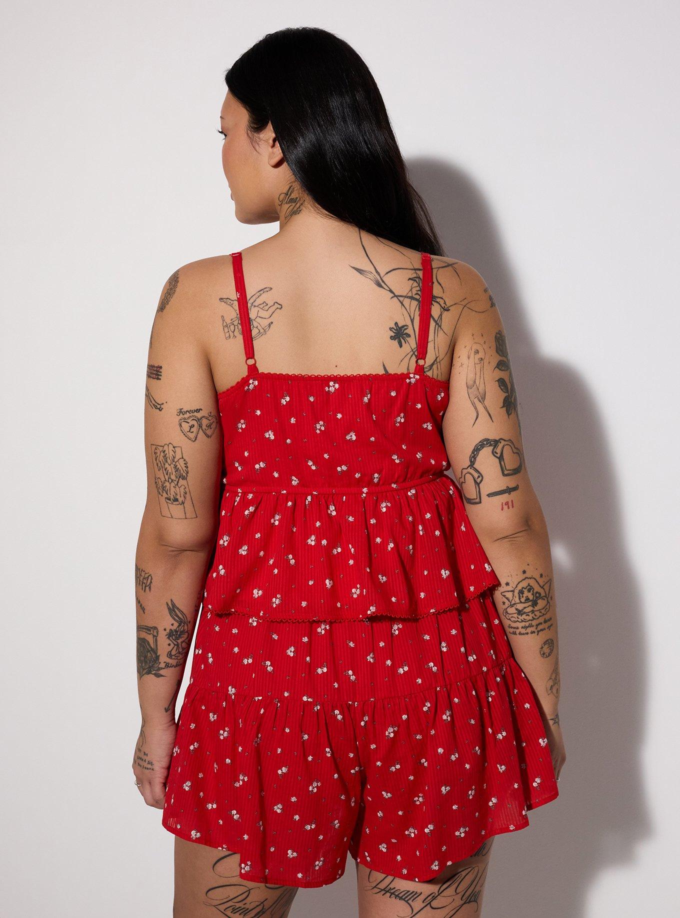 LoveSick Smocked Peplum Top, BINGLY DITSY ROSE RED, alternate