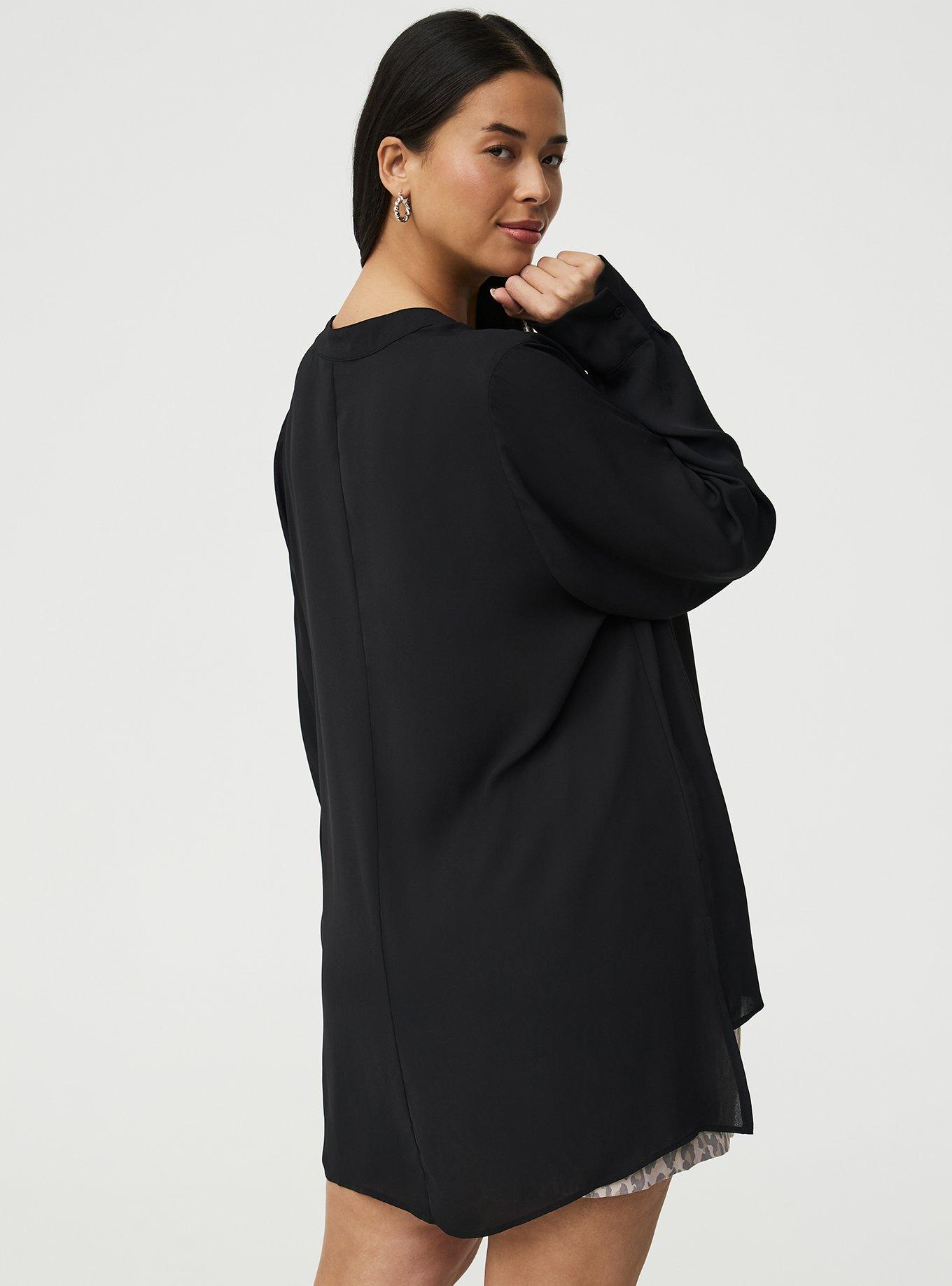 Georgette Tunic Blouse, DEEP BLACK, alternate
