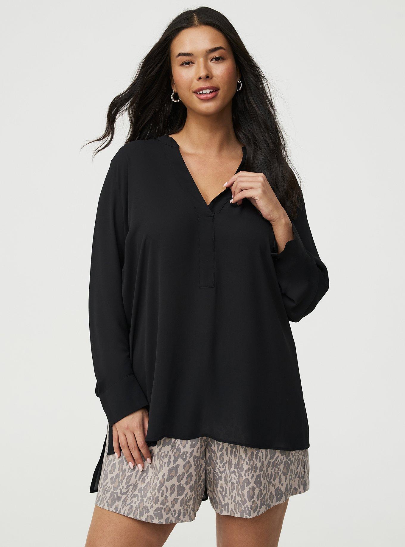 Georgette Tunic Blouse, DEEP BLACK, hi-res