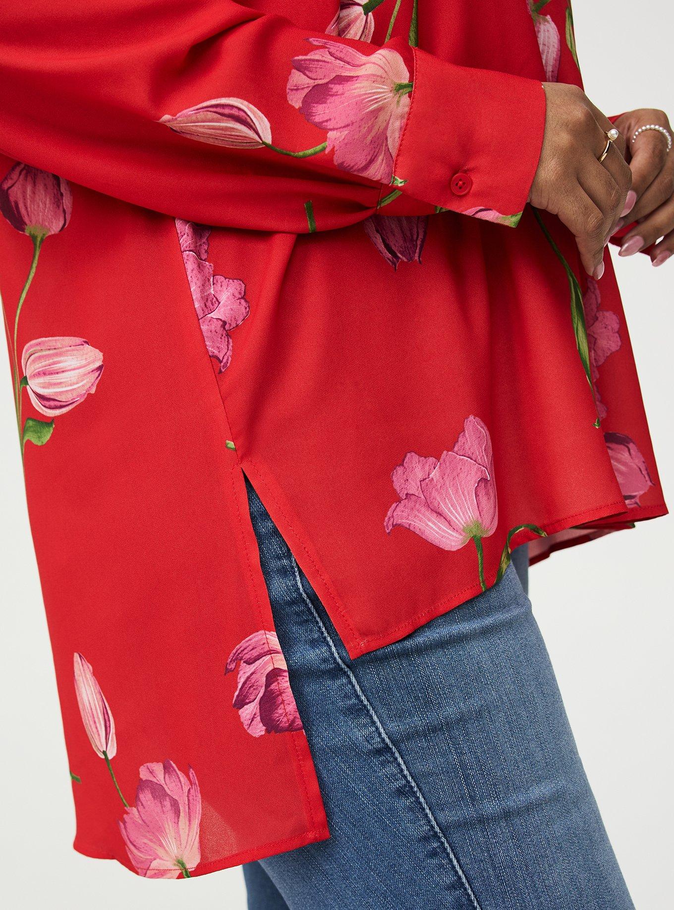 Georgette Tunic Blouse, SALMA FLORAL RED, alternate