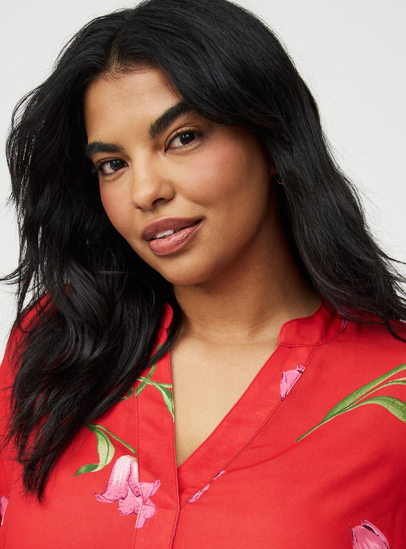 Georgette Tunic Blouse, SALMA FLORAL RED, alternate