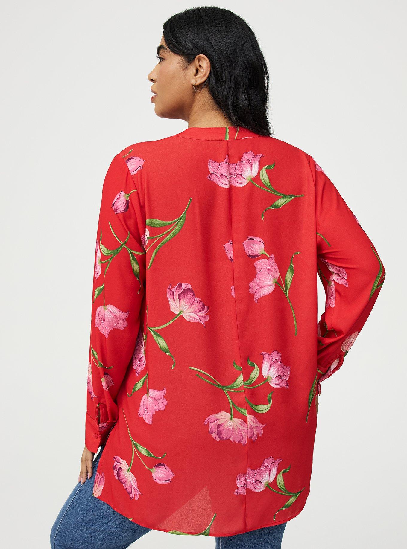 Georgette Tunic Blouse, SALMA FLORAL RED, alternate