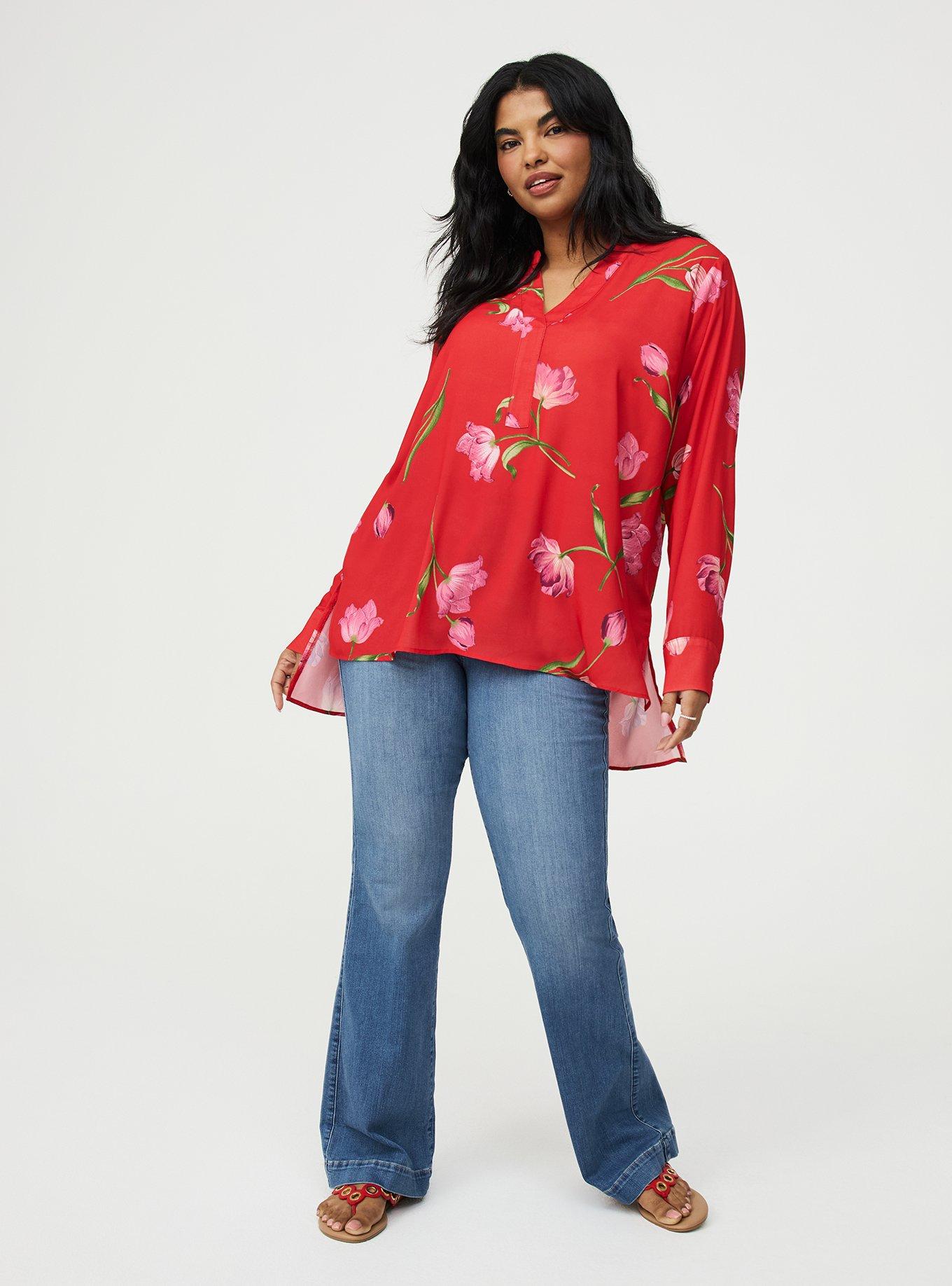 Georgette Tunic Blouse, SALMA FLORAL RED, alternate