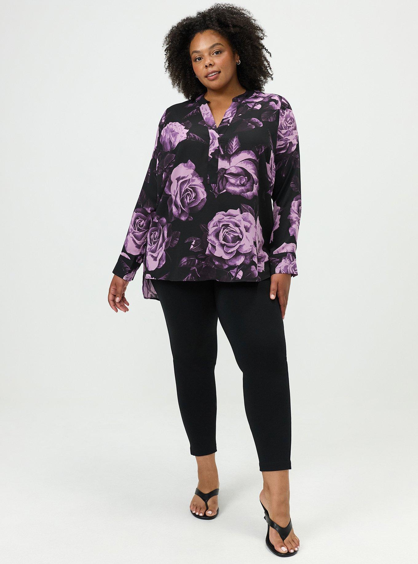 Georgette Tunic Blouse, CARA ROSES FLORAL PURPLE, alternate