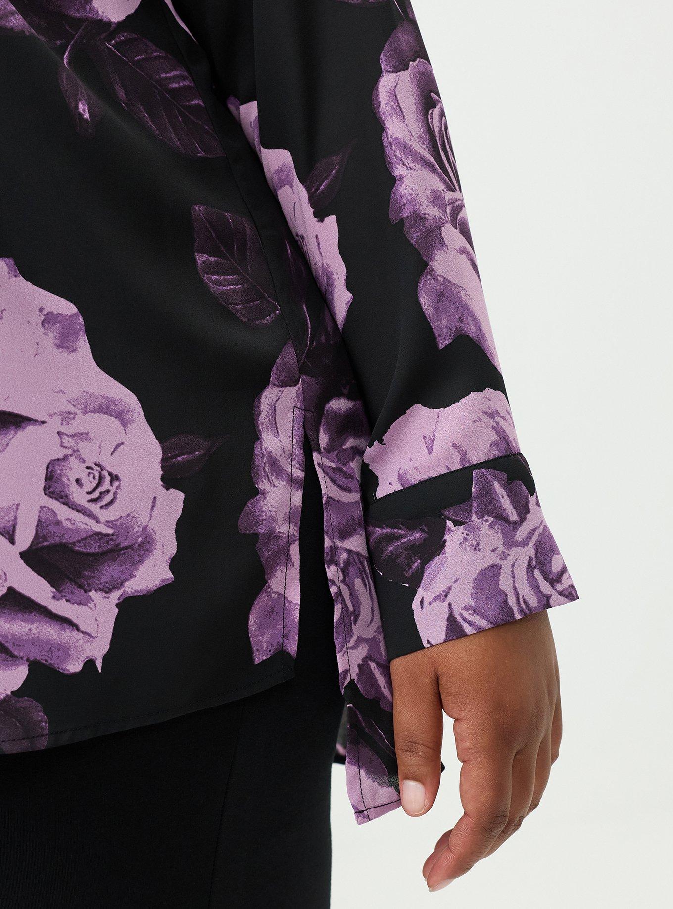 Georgette Tunic Blouse, CARA ROSES FLORAL PURPLE, alternate