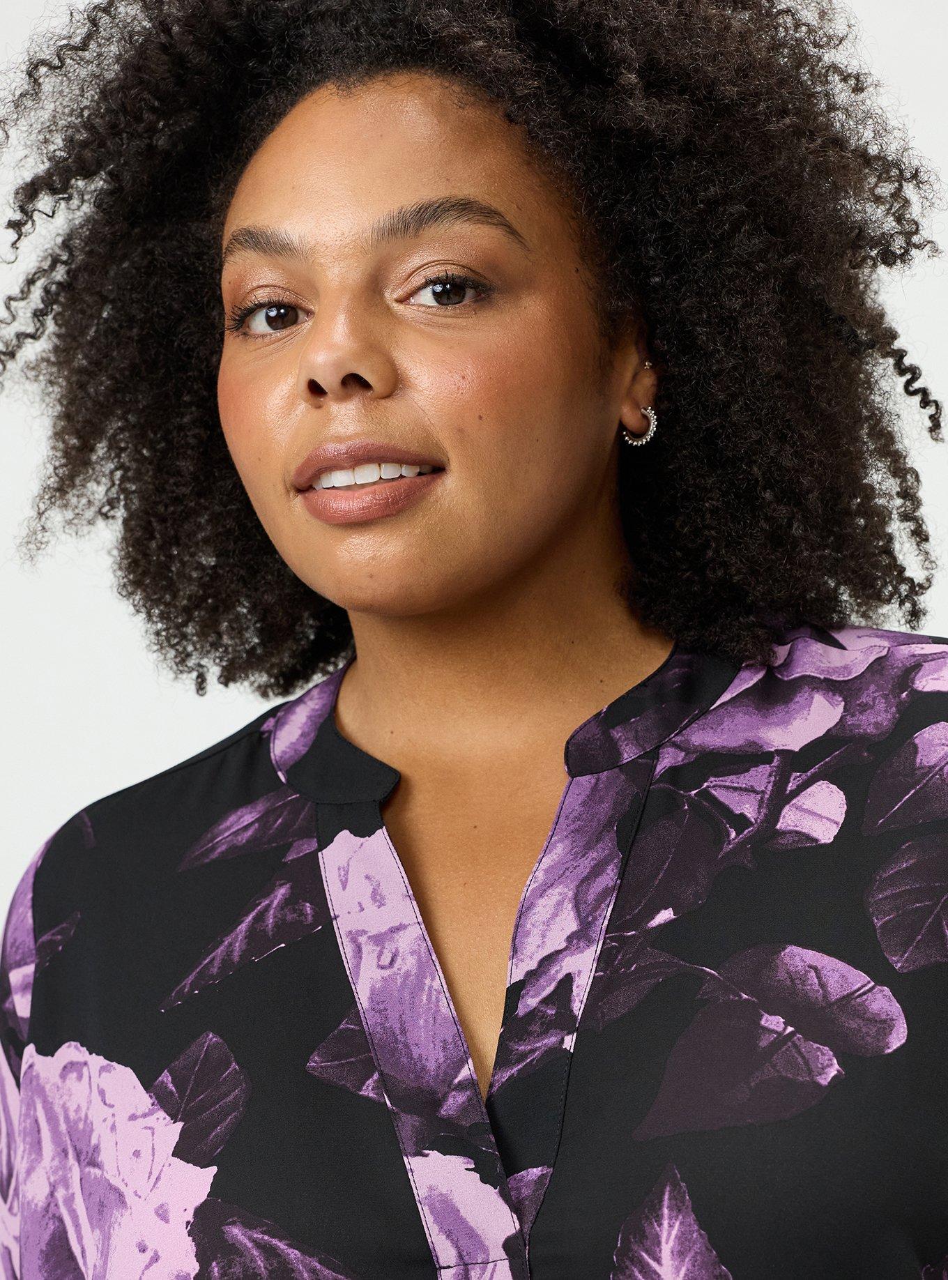 Georgette Tunic Blouse, CARA ROSES FLORAL PURPLE, alternate
