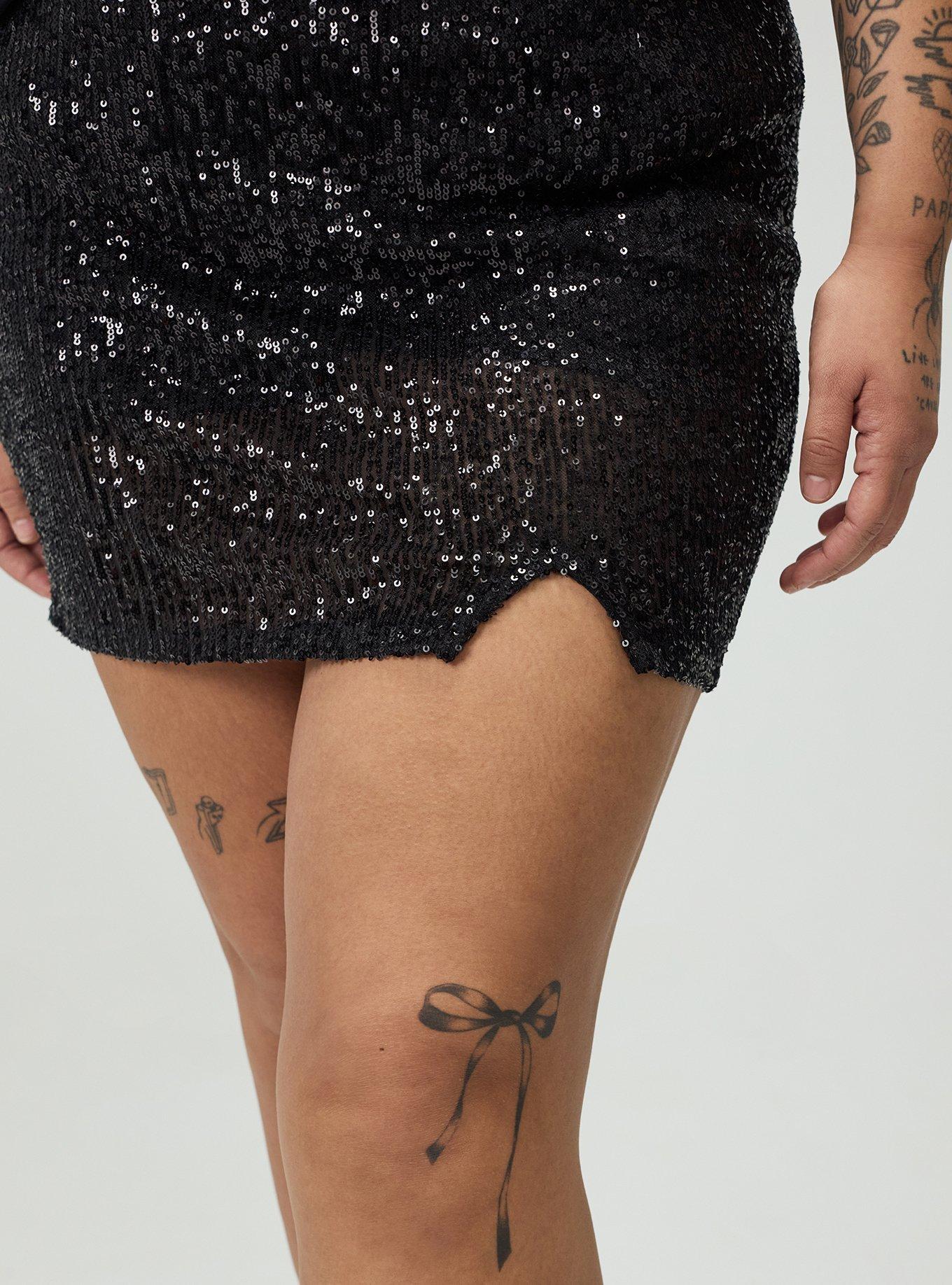 Sequin Mini Skort, DEEP BLACK, alternate