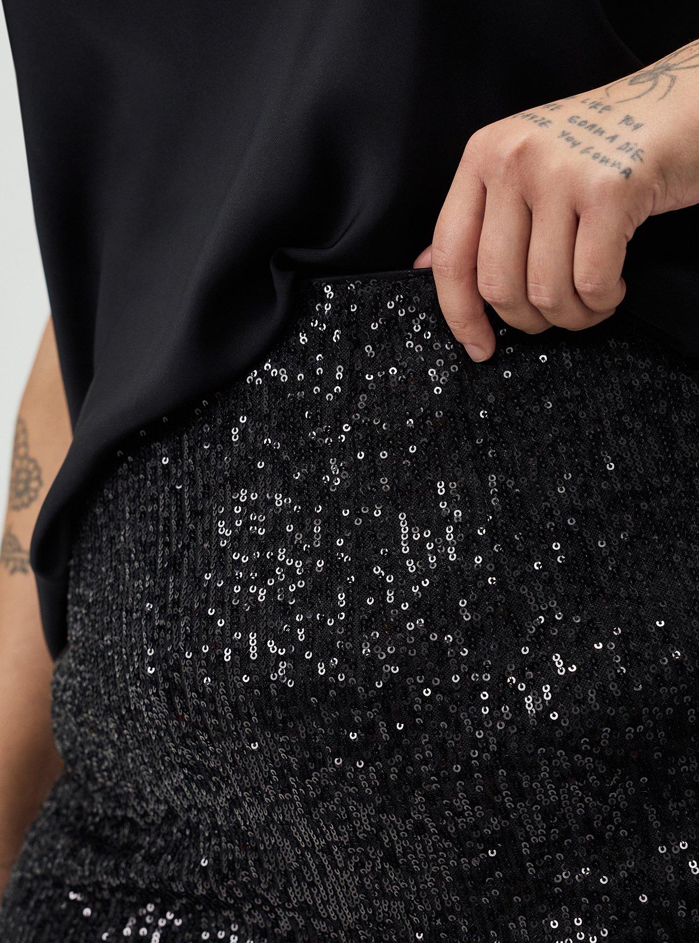 Sequin Mini Skort, DEEP BLACK, alternate