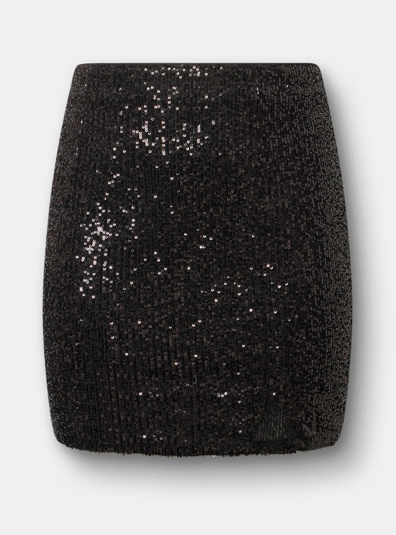 Sequin Mini Skort, DEEP BLACK, hi-res