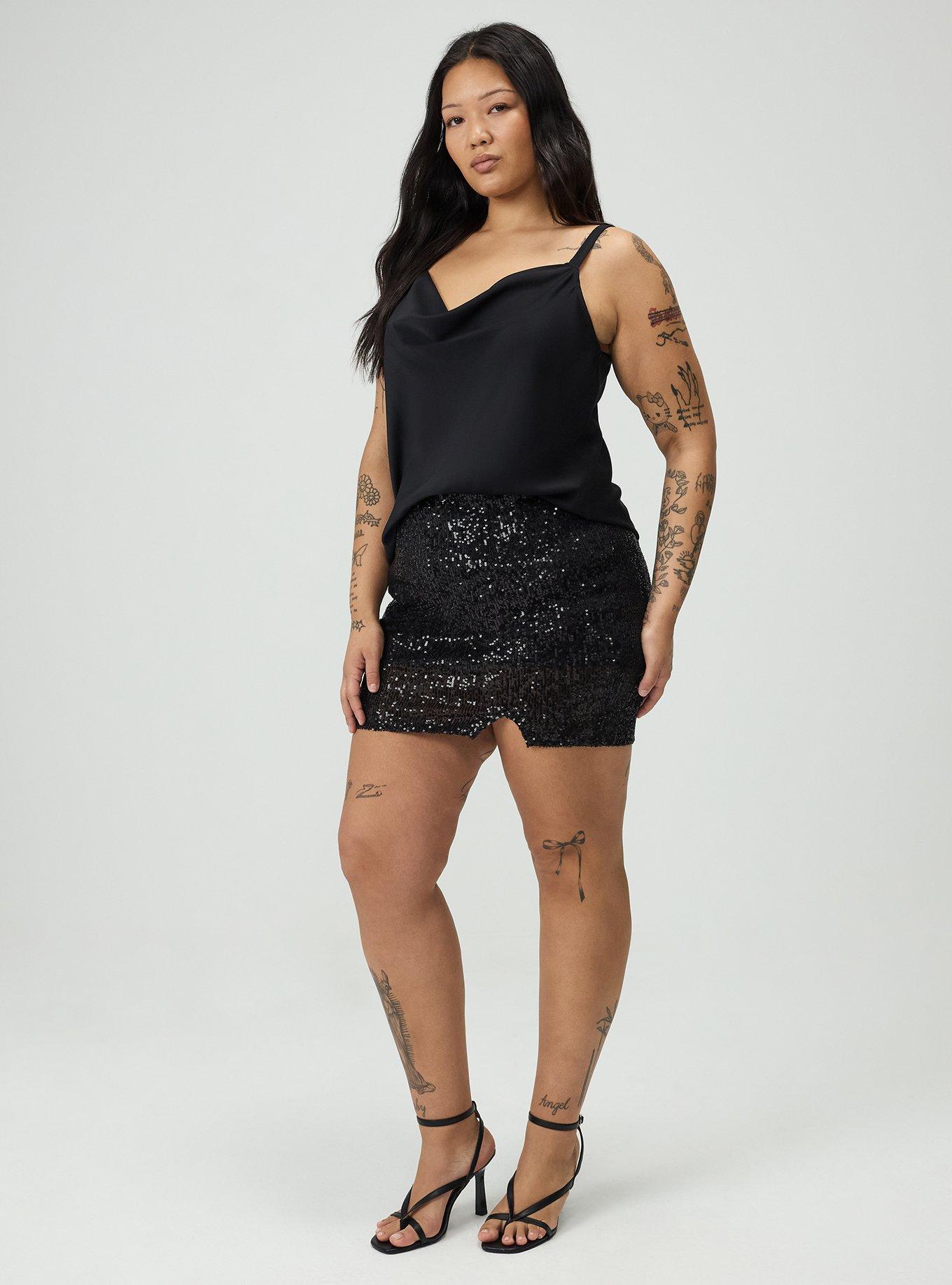 Sequin Mini Skort, DEEP BLACK, hi-res
