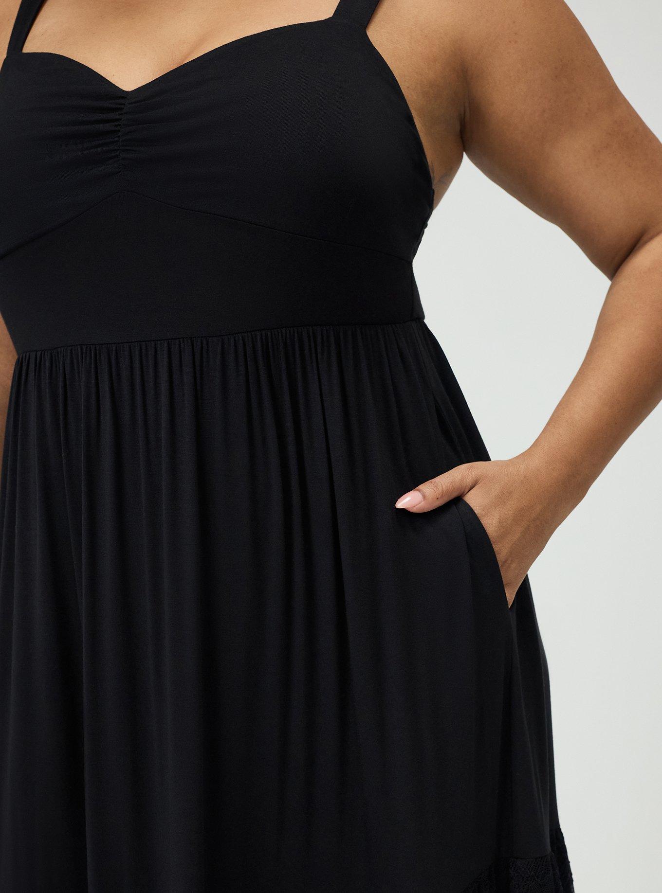 Sweetheart Lace Inset Maxi Dress, DEEP BLACK, alternate