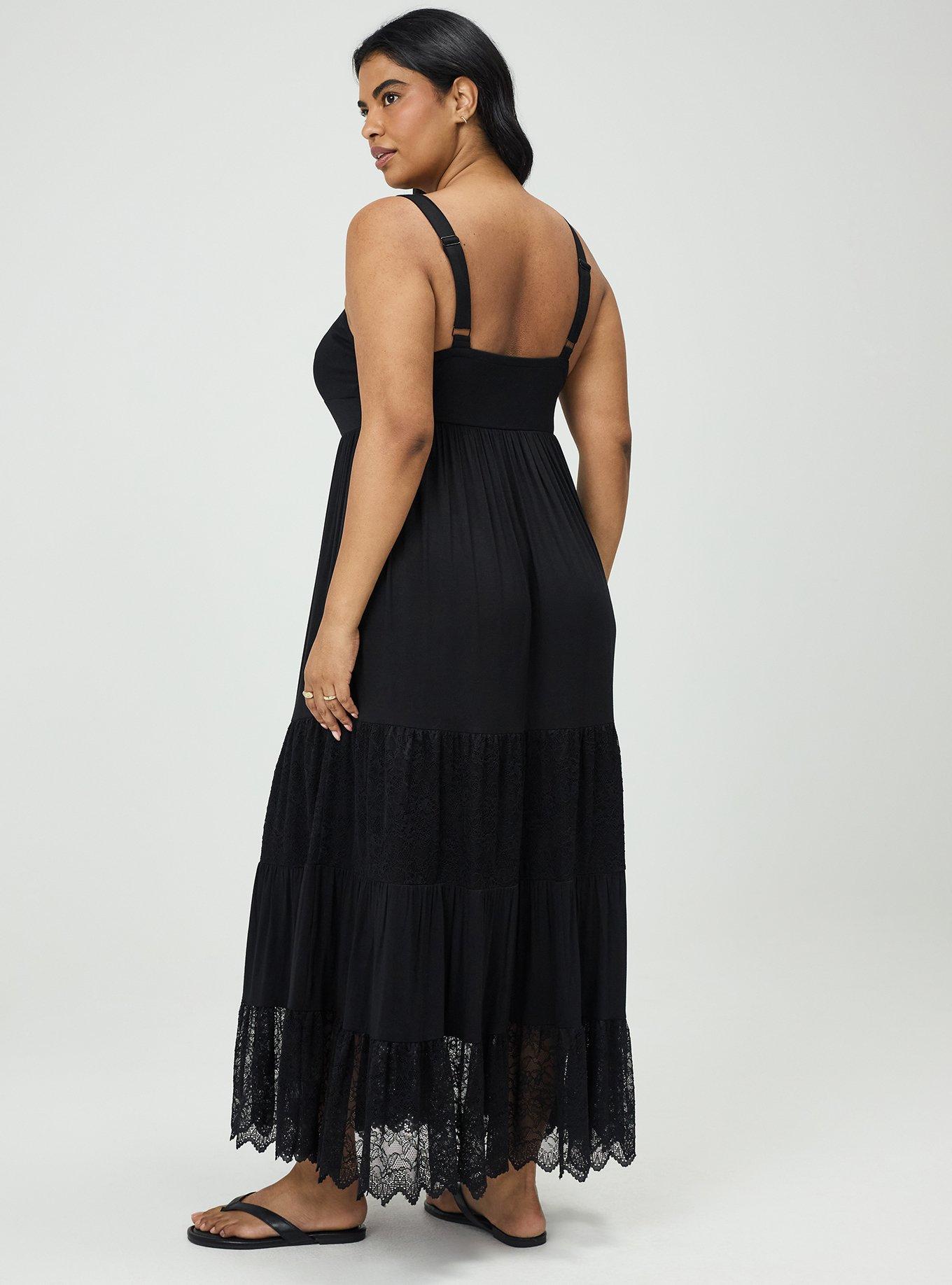 Sweetheart Lace Inset Maxi Dress, DEEP BLACK, alternate