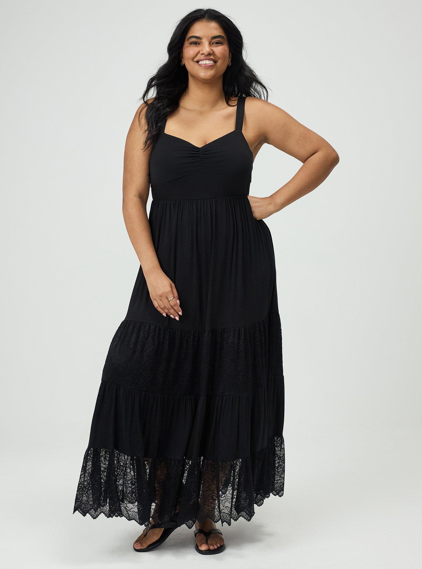 Sweetheart Lace Inset Maxi Dress, DEEP BLACK, alternate