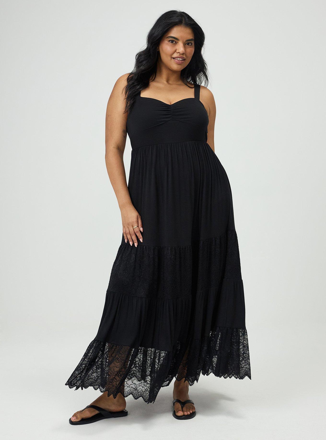 Sweetheart Lace Inset Maxi Dress, DEEP BLACK, hi-res