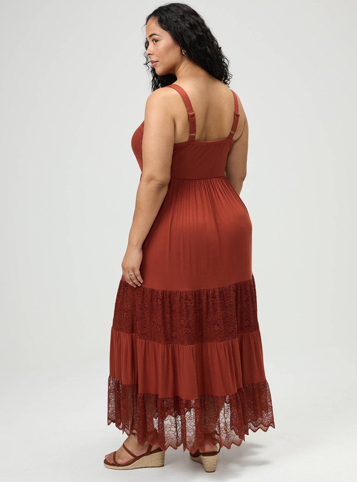 Sweetheart Lace Inset Maxi Dress, ROASTED RUSSET, alternate