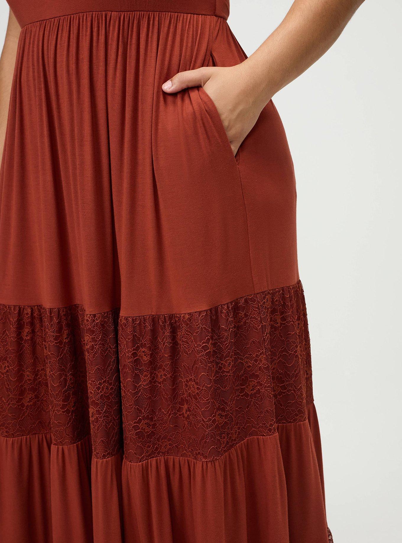 Sweetheart Lace Inset Maxi Dress, ROASTED RUSSET, alternate