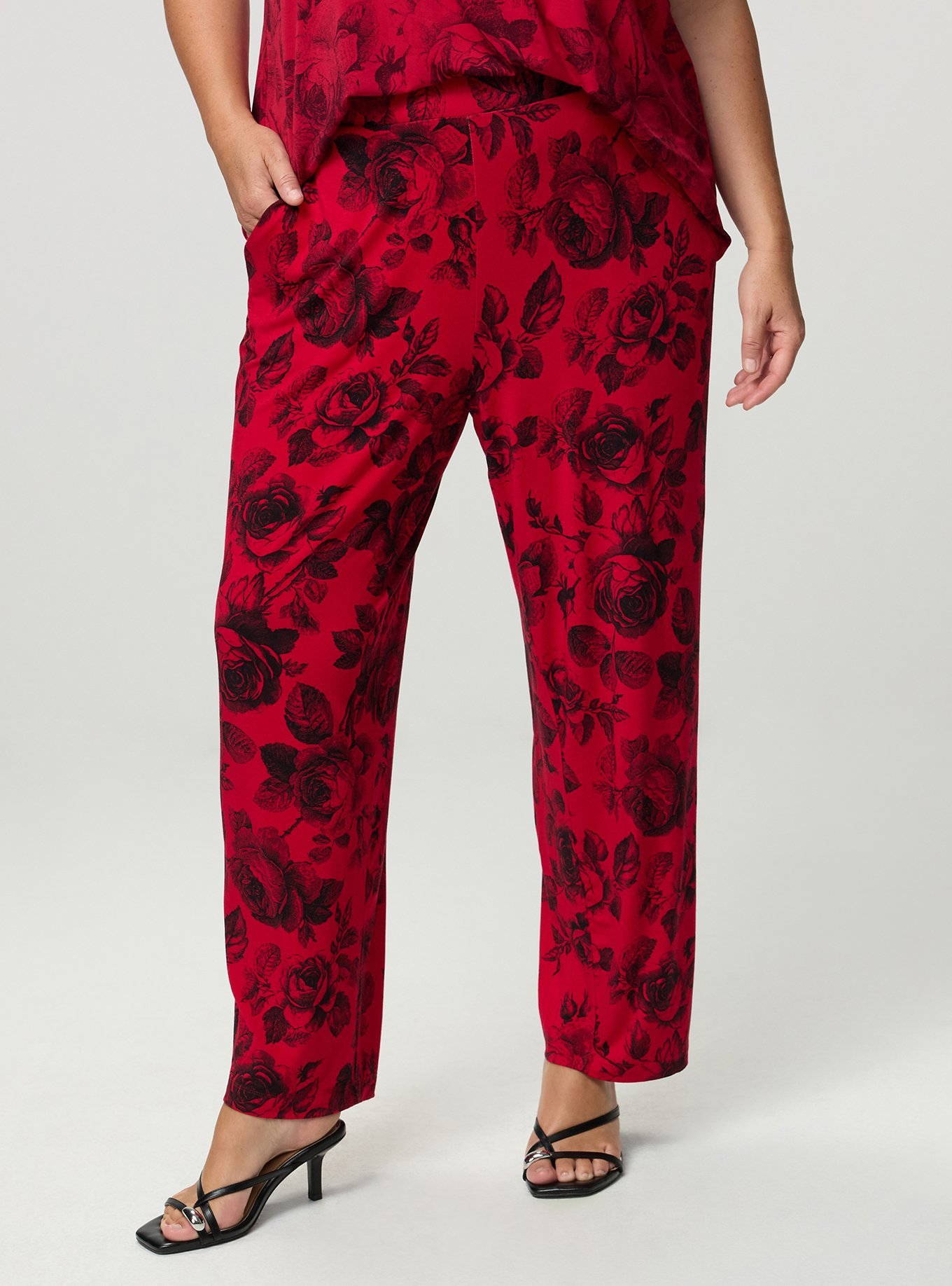 Super Soft Straight Leg Pant, MARYANNE FLORAL RED, alternate