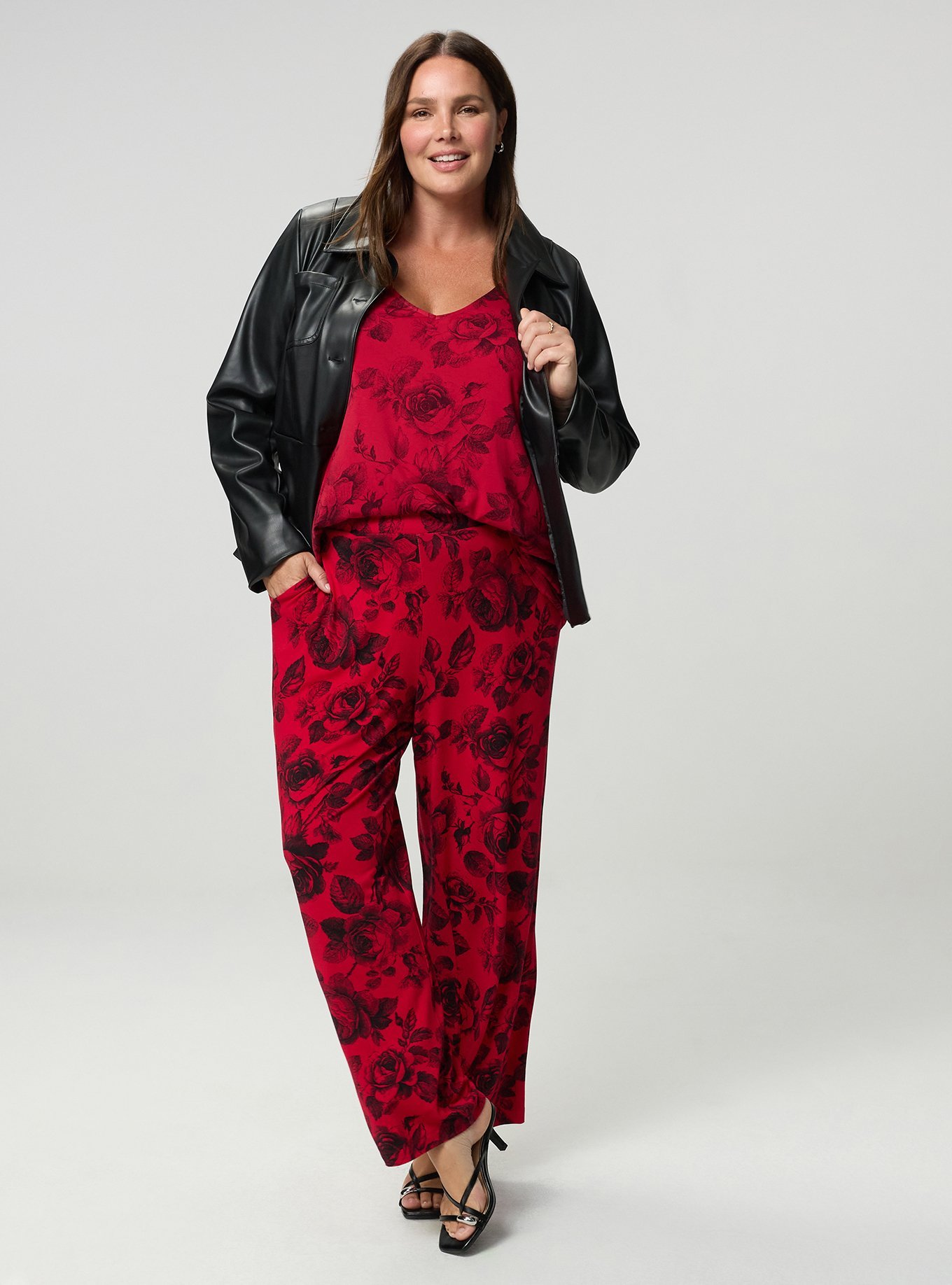 Super Soft Straight Leg Pant, MARYANNE FLORAL RED, hi-res