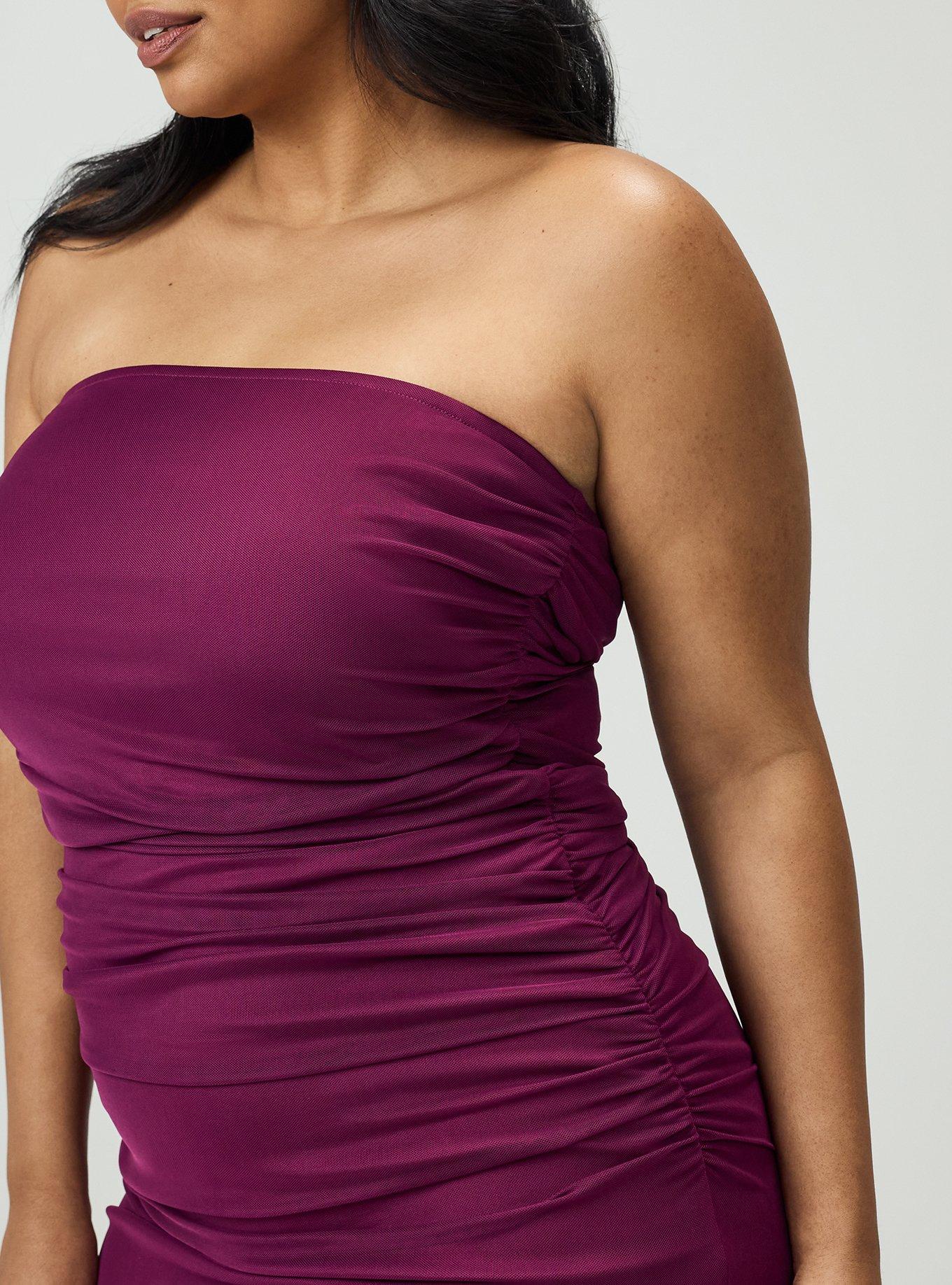Strapless Bodycon Mini Dress, PLUM CASPIA, alternate
