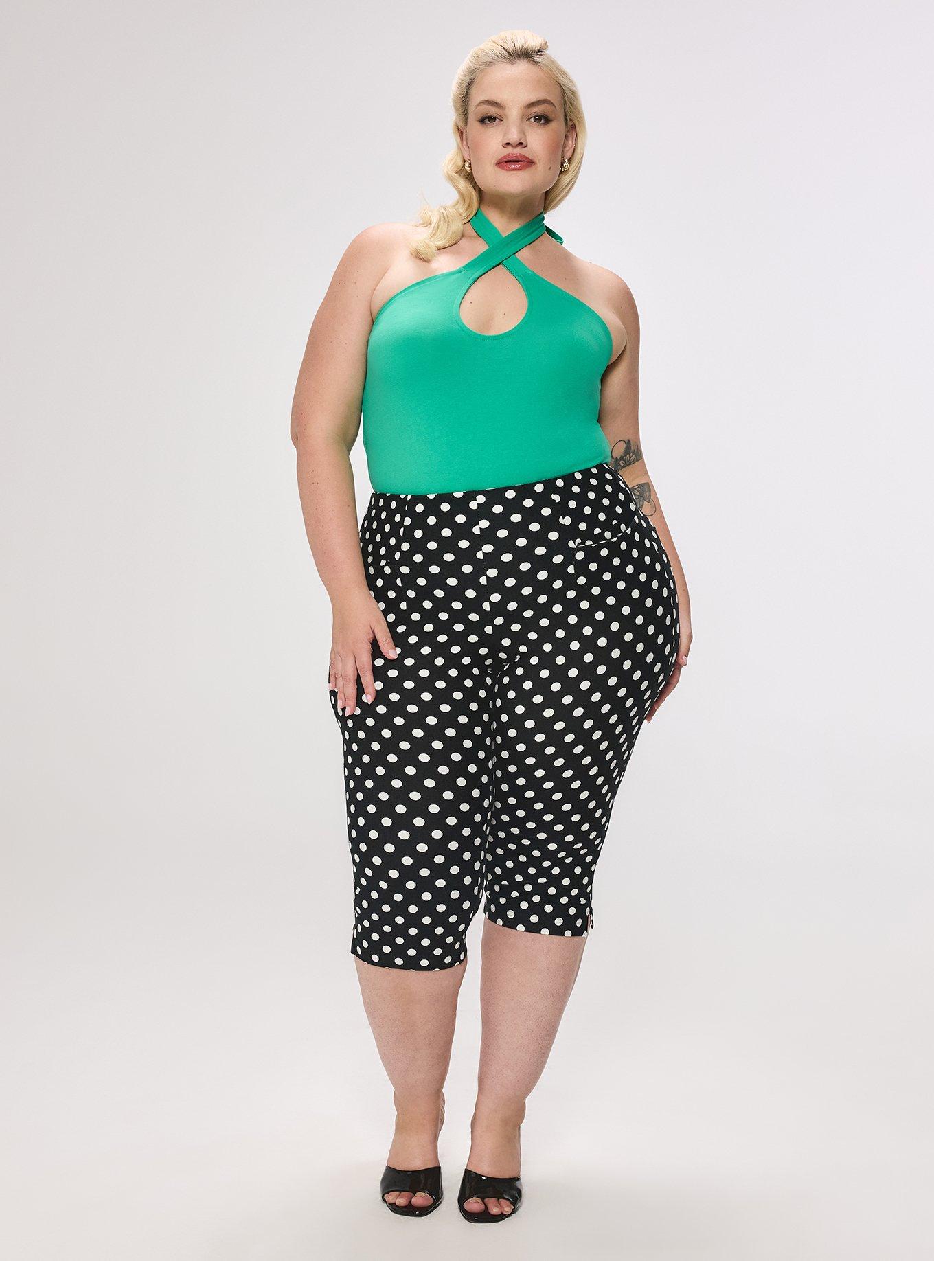 Retro Chic Pull-On Capri Pant, SOPHIA DOTS BLACK, hi-res
