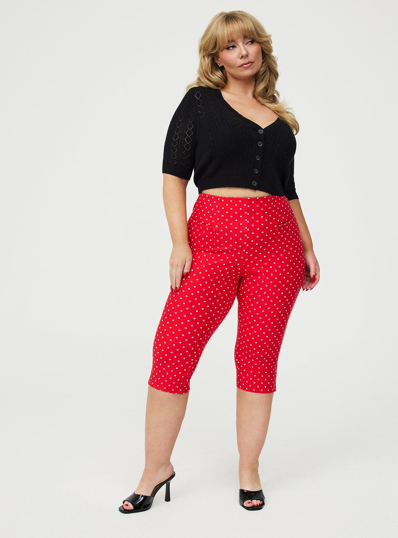 Retro Chic Pull-On Capri Pant, MIDNIGHT DOTS RED, alternate