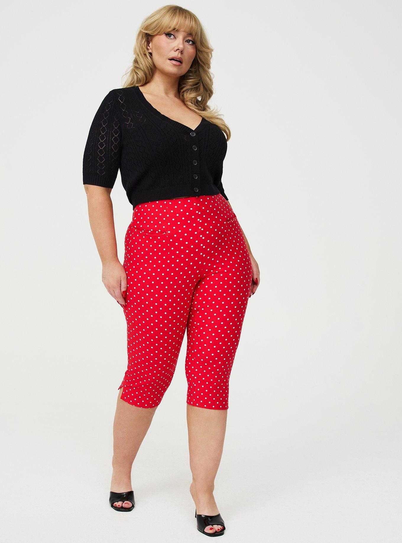 Retro Chic Pull-On Capri Pant, MIDNIGHT DOTS RED, hi-res