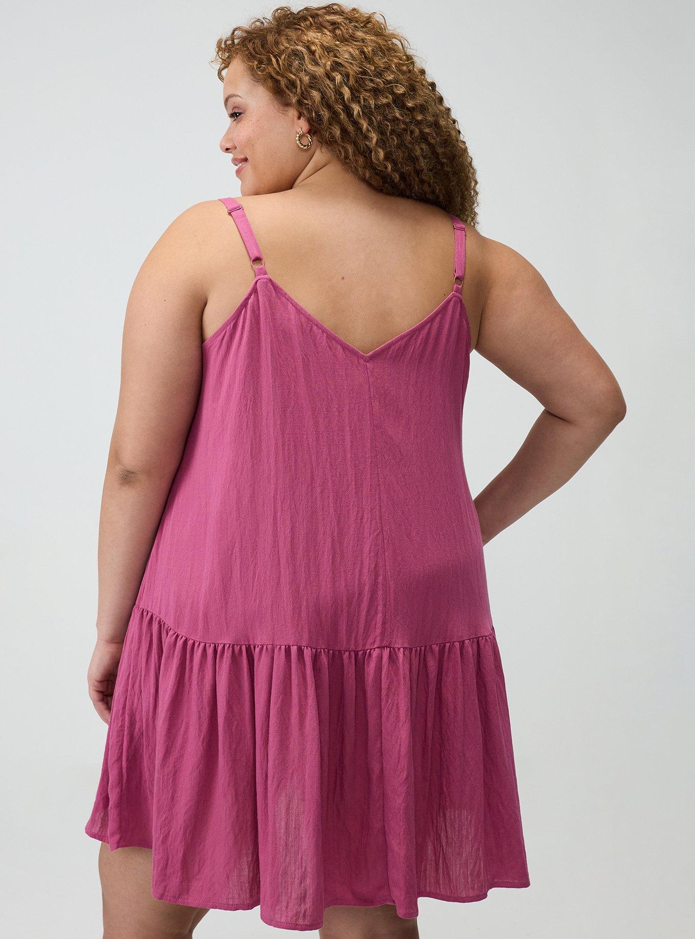 Festi Crochet Detail Drop Waist Mini Dress, RED VIOLET, alternate
