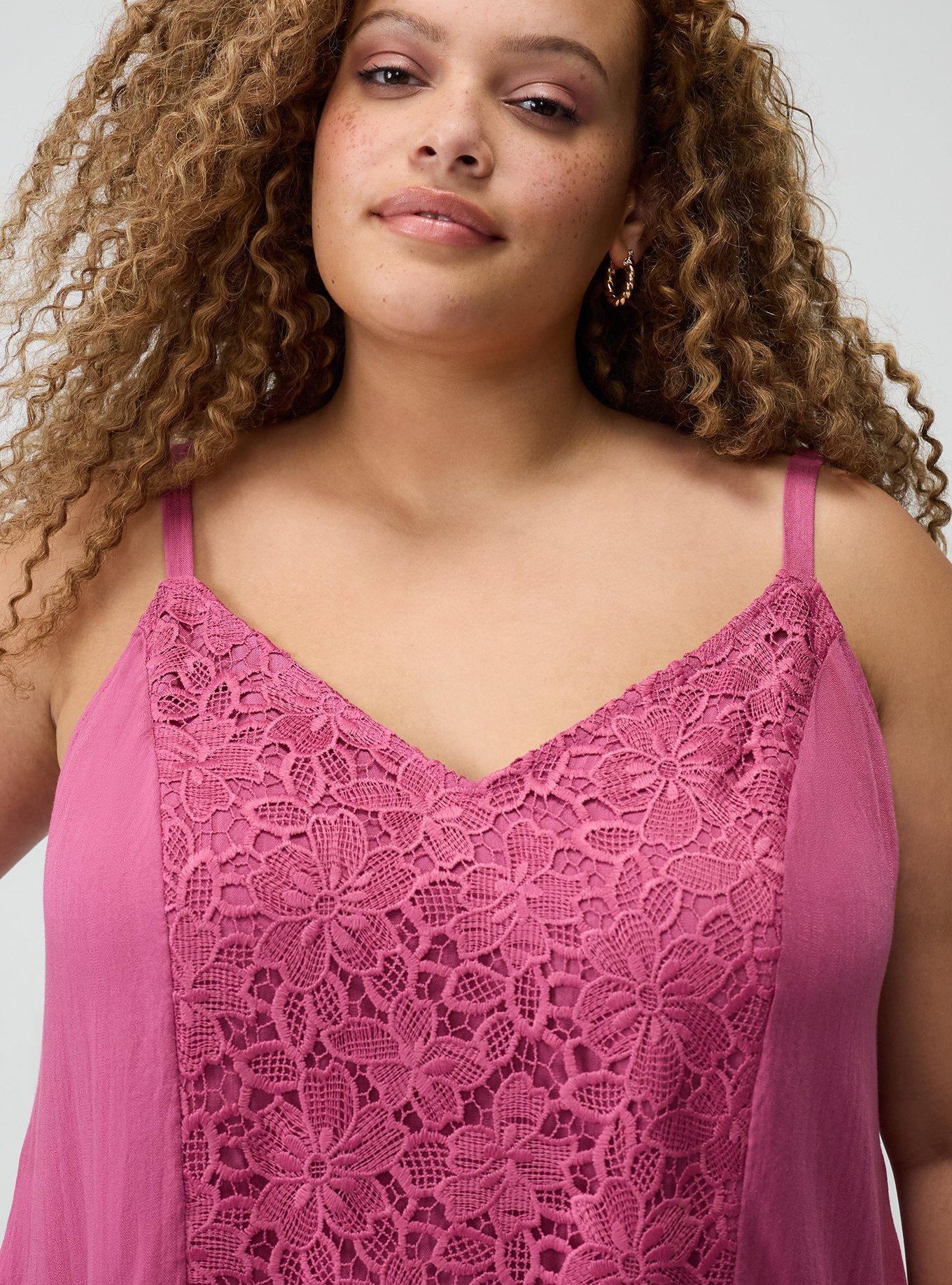 Festi Crochet Detail Drop Waist Mini Dress, RED VIOLET, alternate