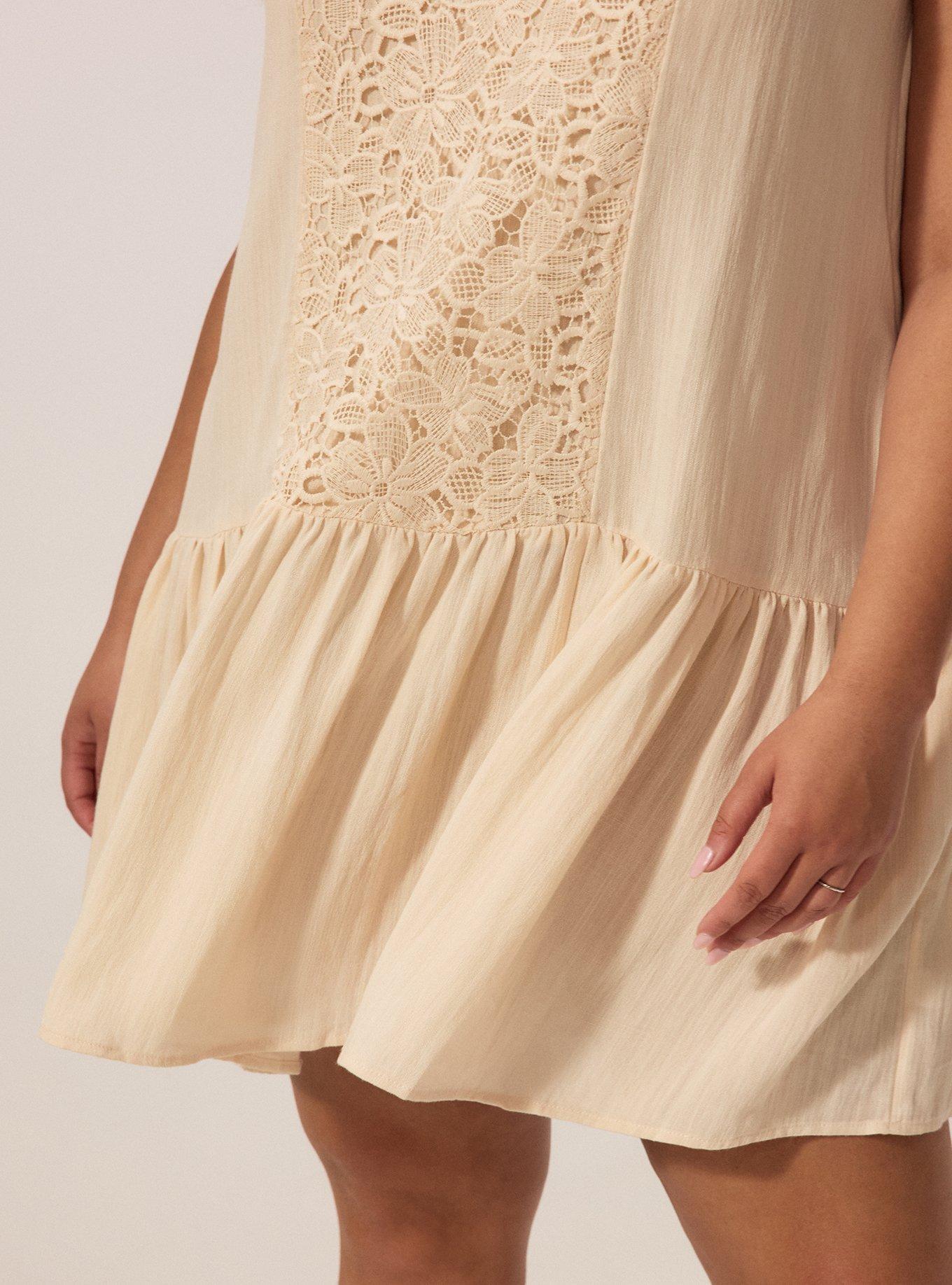 Festi Crochet Detail Drop Waist Mini Dress, SAND DOLLAR, alternate