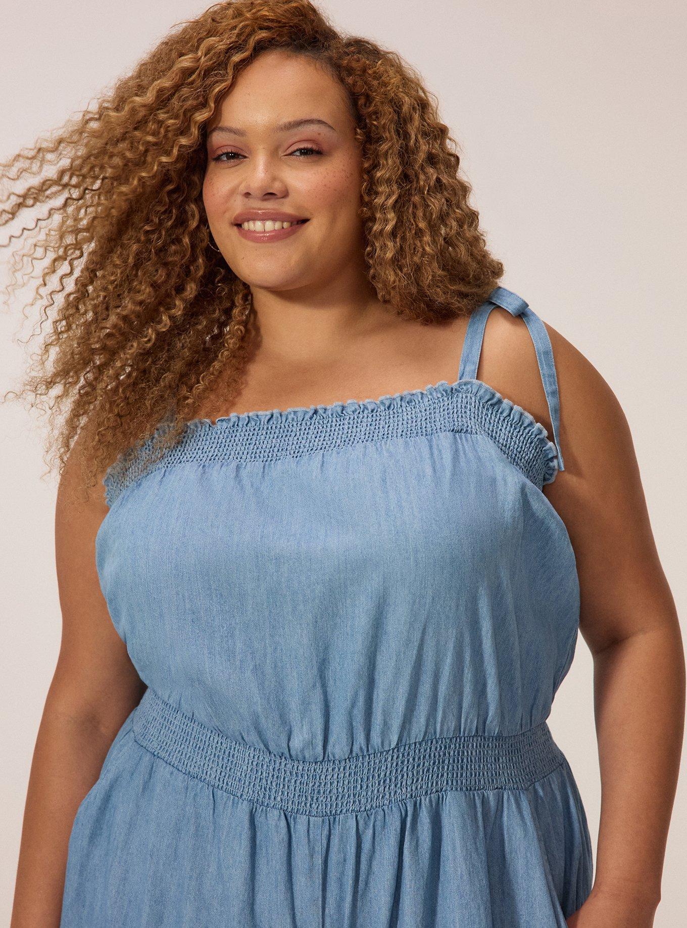 Festi Tie Shoulder Chambray Jumpsuit, LIGHT WASH, alternate