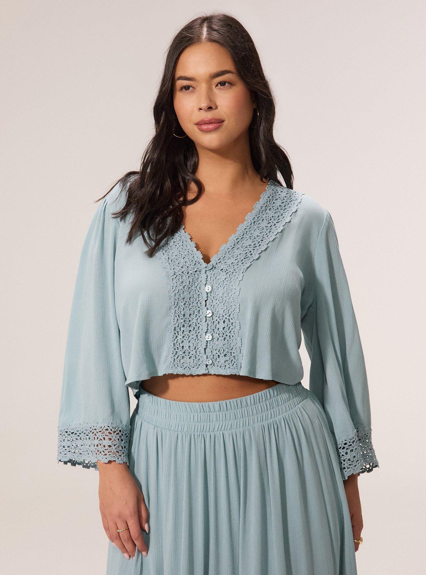 Festi V-Neck Bell Sleeve Crop Top, ARONA, hi-res