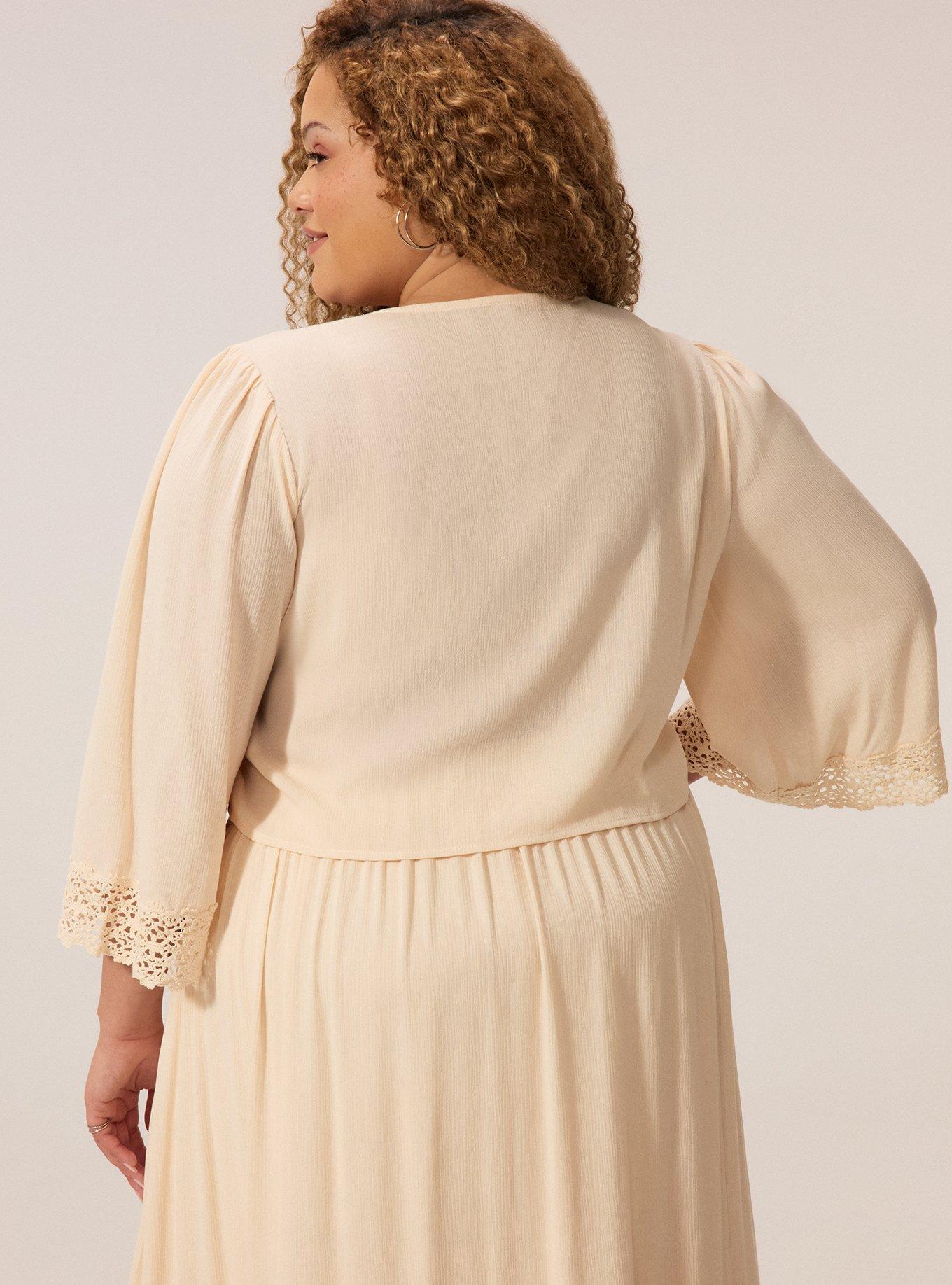 Festi V-Neck Bell Sleeve Crop Top, SAND DOLLAR, alternate