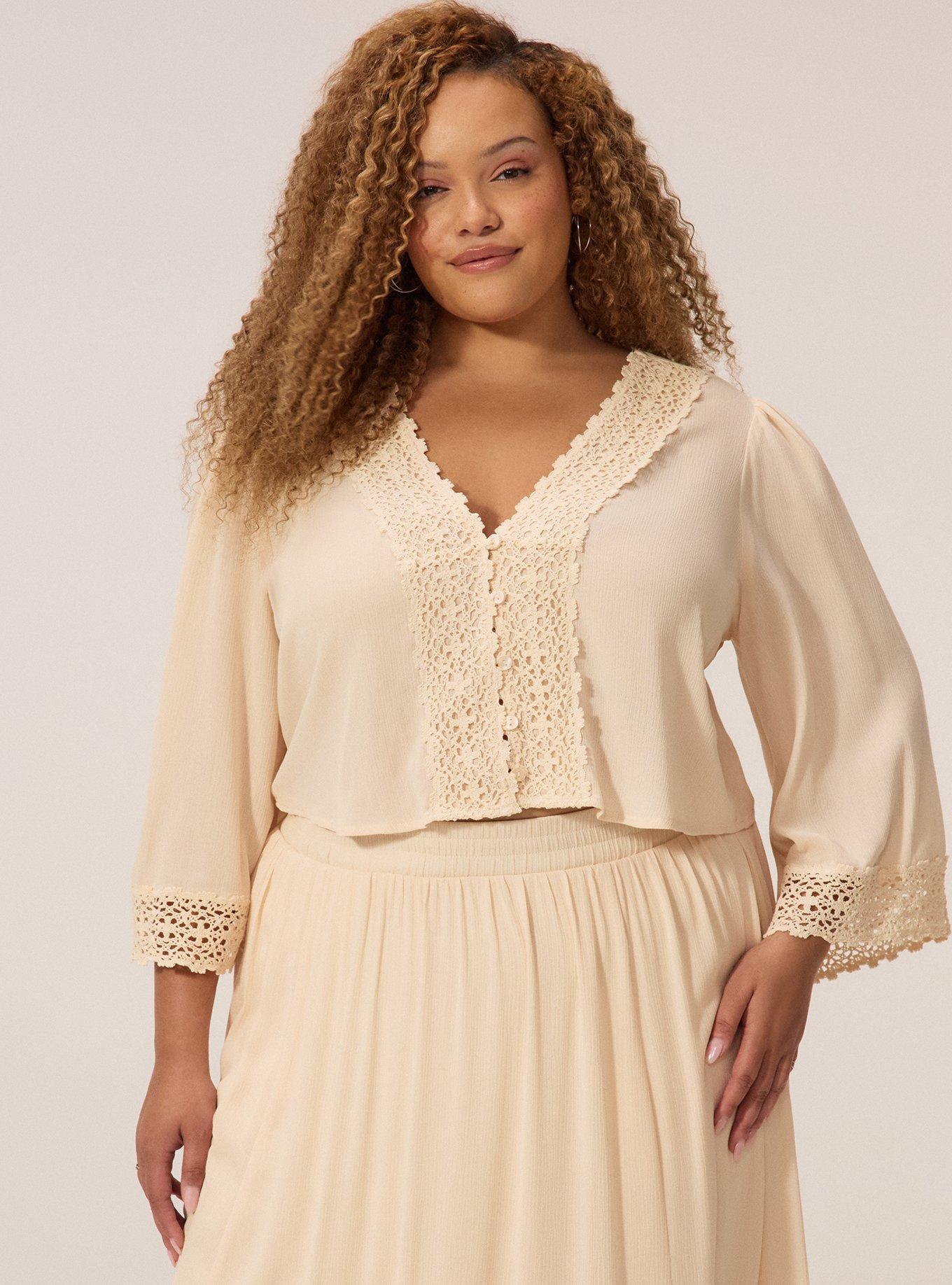 Festi V-Neck Bell Sleeve Crop Top, SAND DOLLAR, hi-res