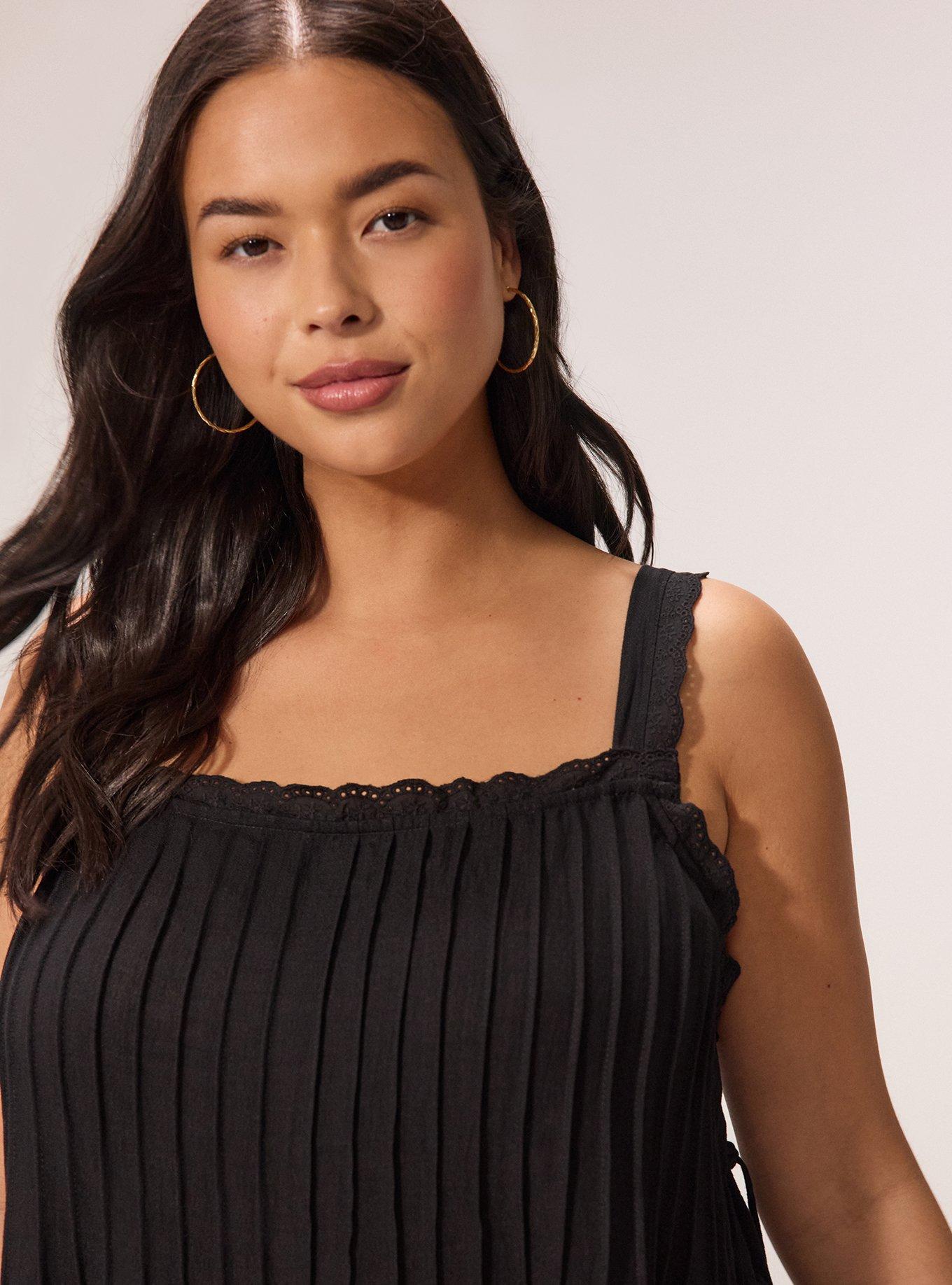 Festi Square Neck Tie Side Tank, DEEP BLACK, alternate