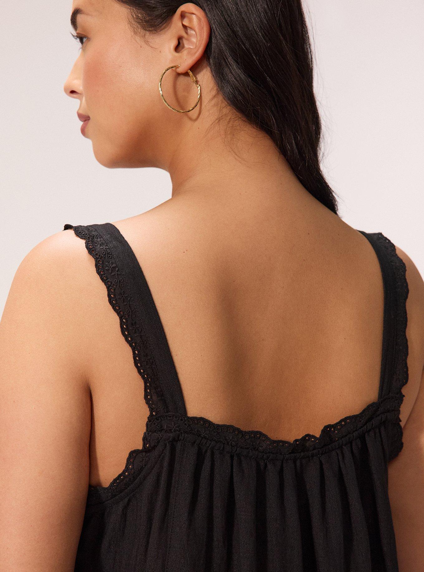 Festi Square Neck Tie Side Tank, DEEP BLACK, alternate