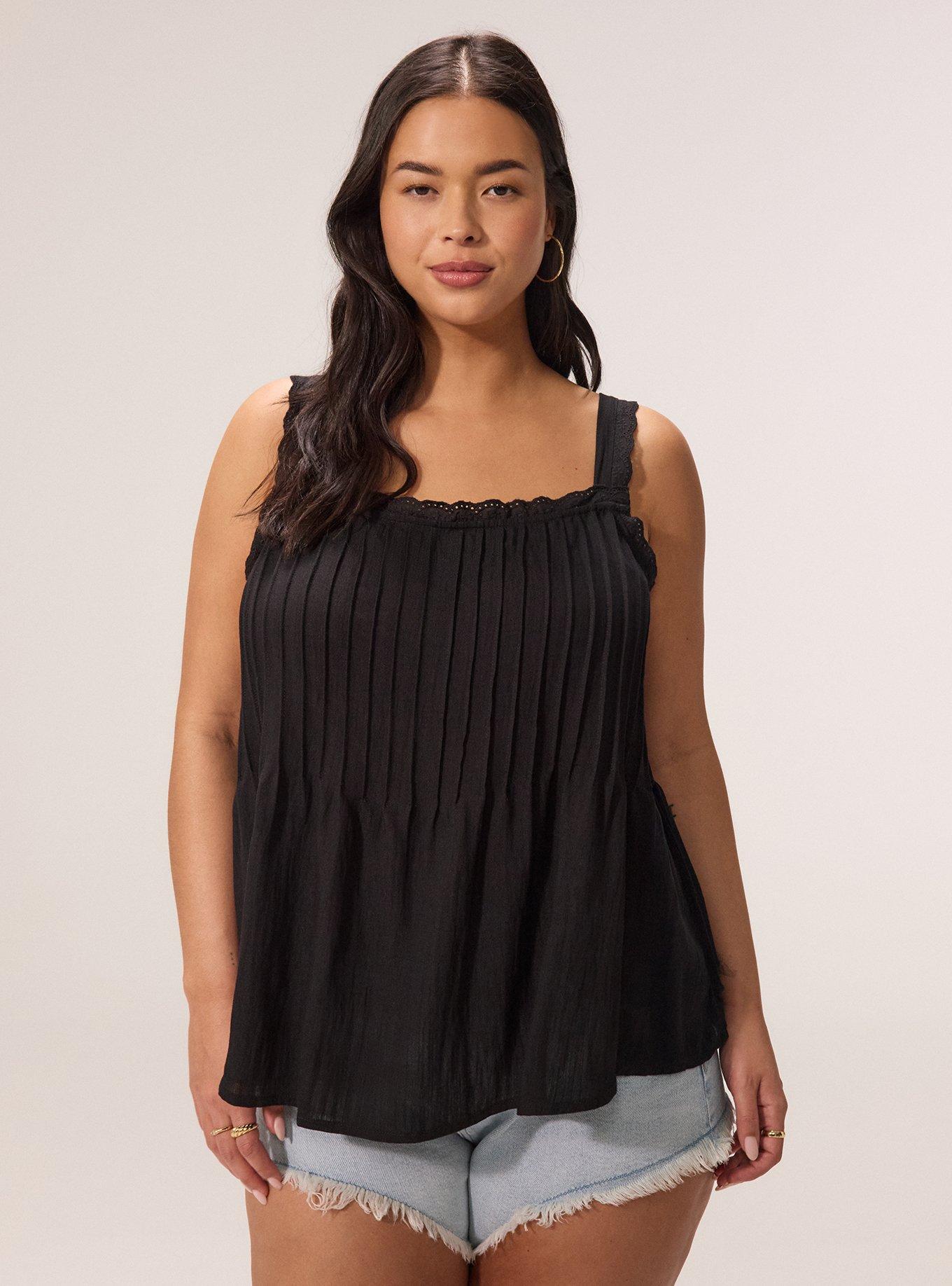 Festi Square Neck Tie Side Tank, DEEP BLACK, hi-res