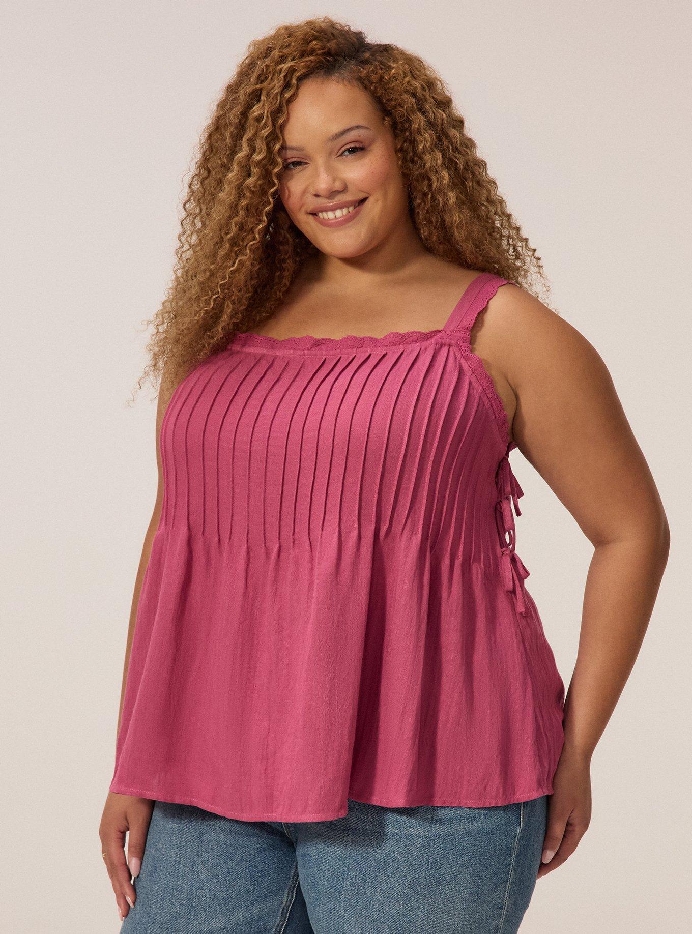 Festi Square Neck Tie Side Tank, RED VIOLET, alternate