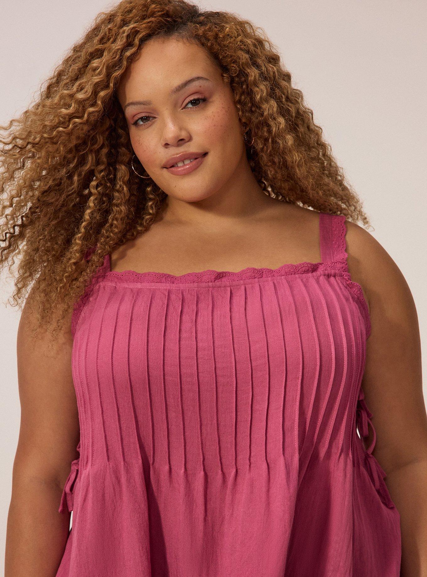 Festi Square Neck Tie Side Tank, RED VIOLET, alternate