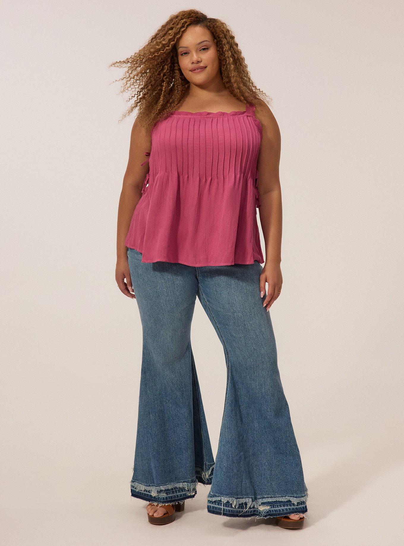 Festi Square Neck Tie Side Tank, RED VIOLET, alternate