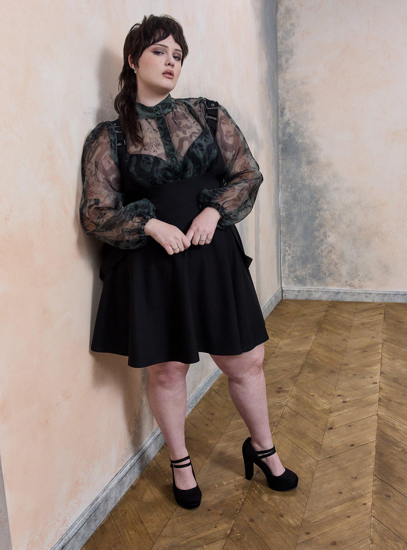Plus Size - Nightfall High Neck Button Up Organza Top - Torrid