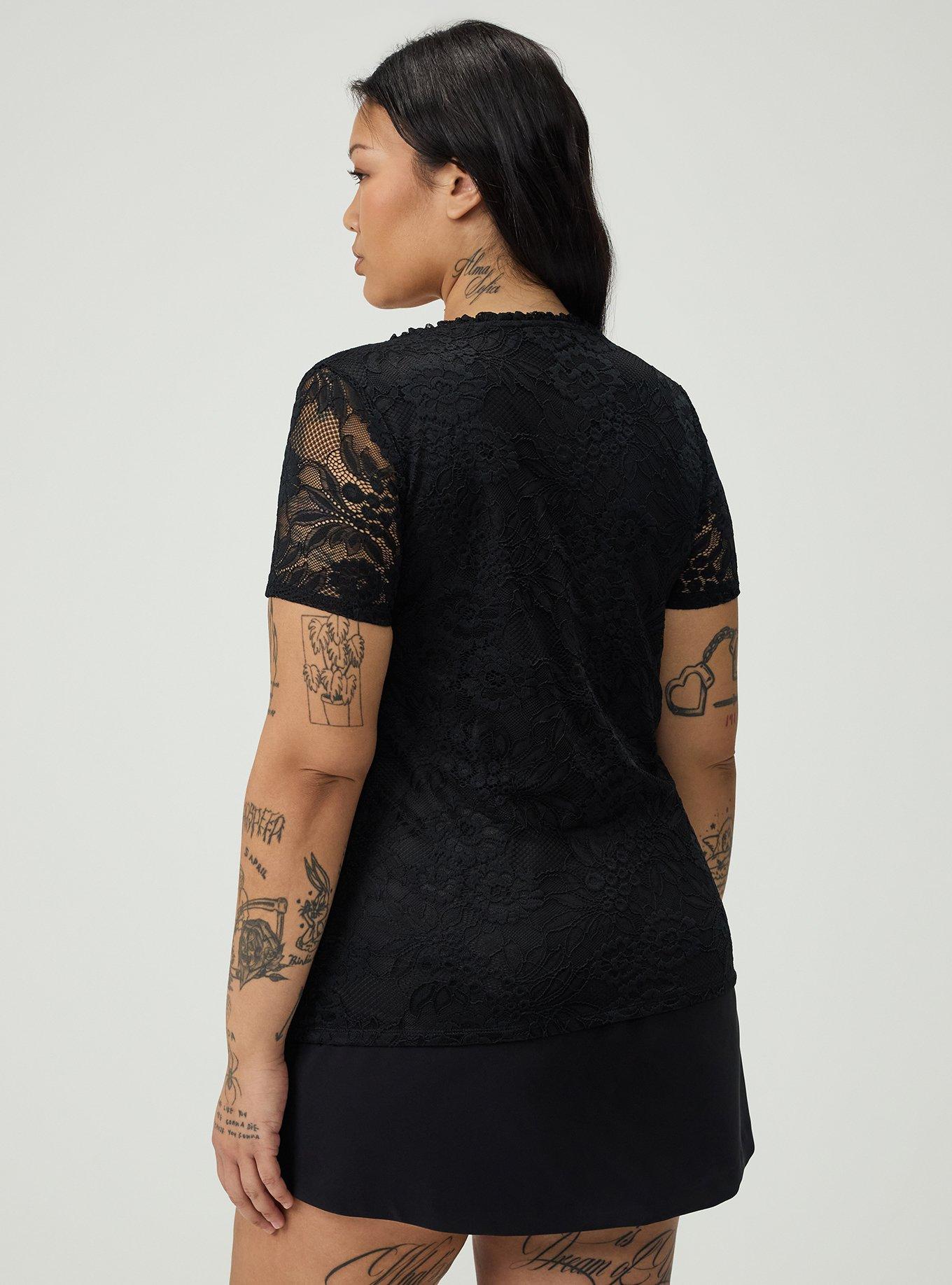 Lace Hook & Eye Corset Top, DEEP BLACK, alternate