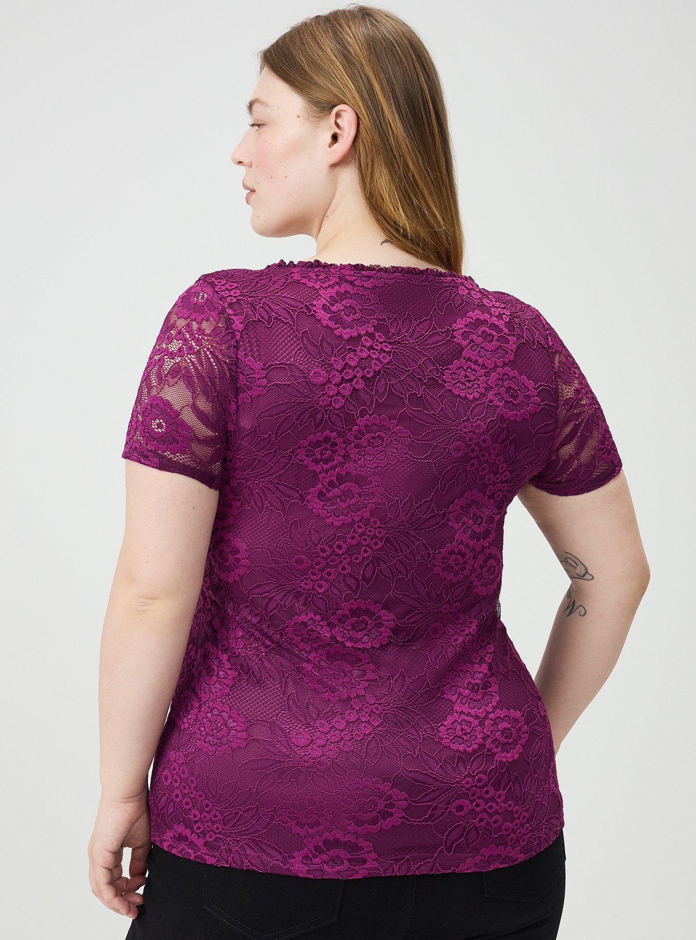 Lace Hook & Eye Corset Top, PLUM CASPIA, alternate